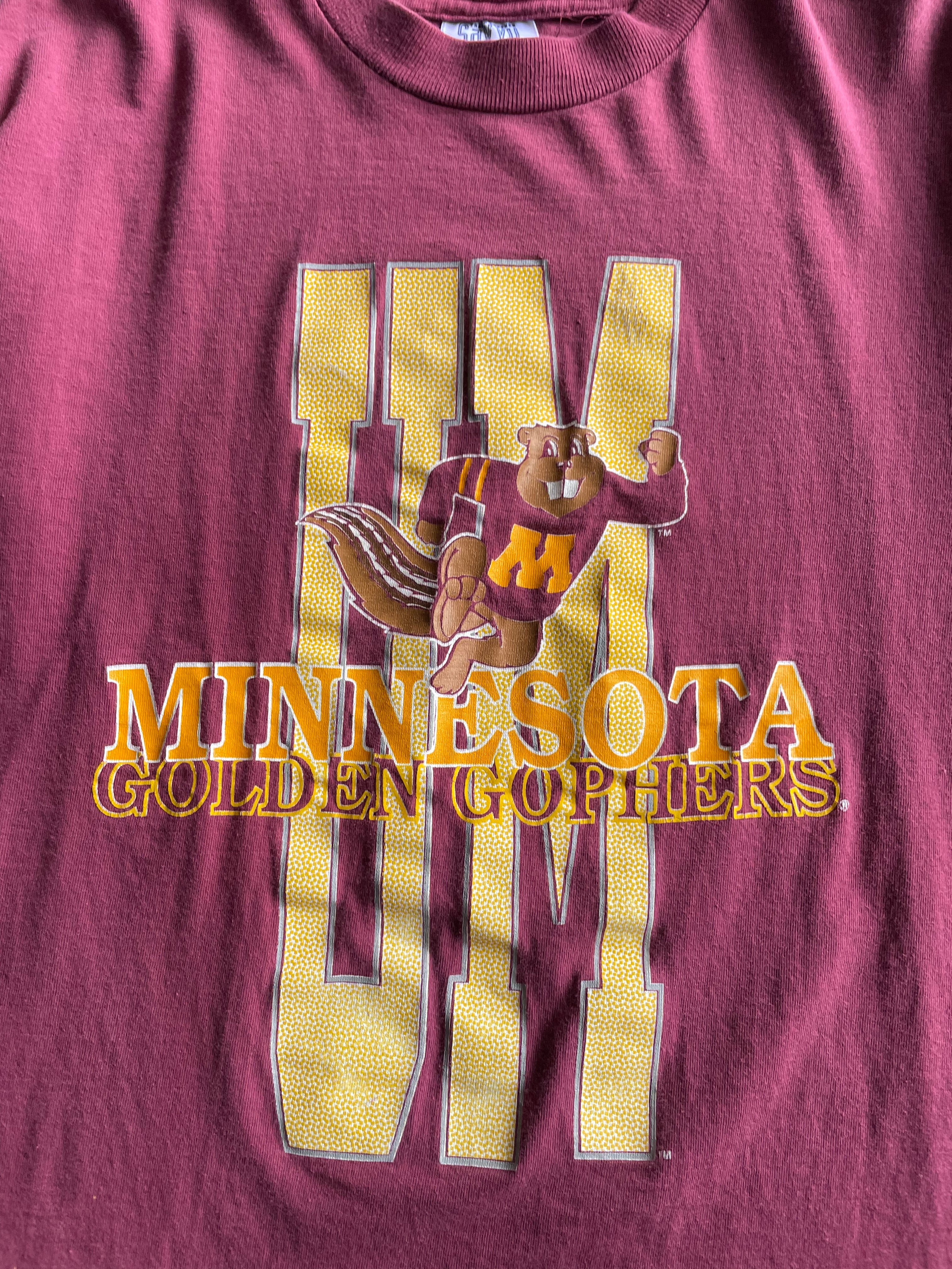 Vintage 90s University of Minnesota Gophers Spellout Tee Shirt - L