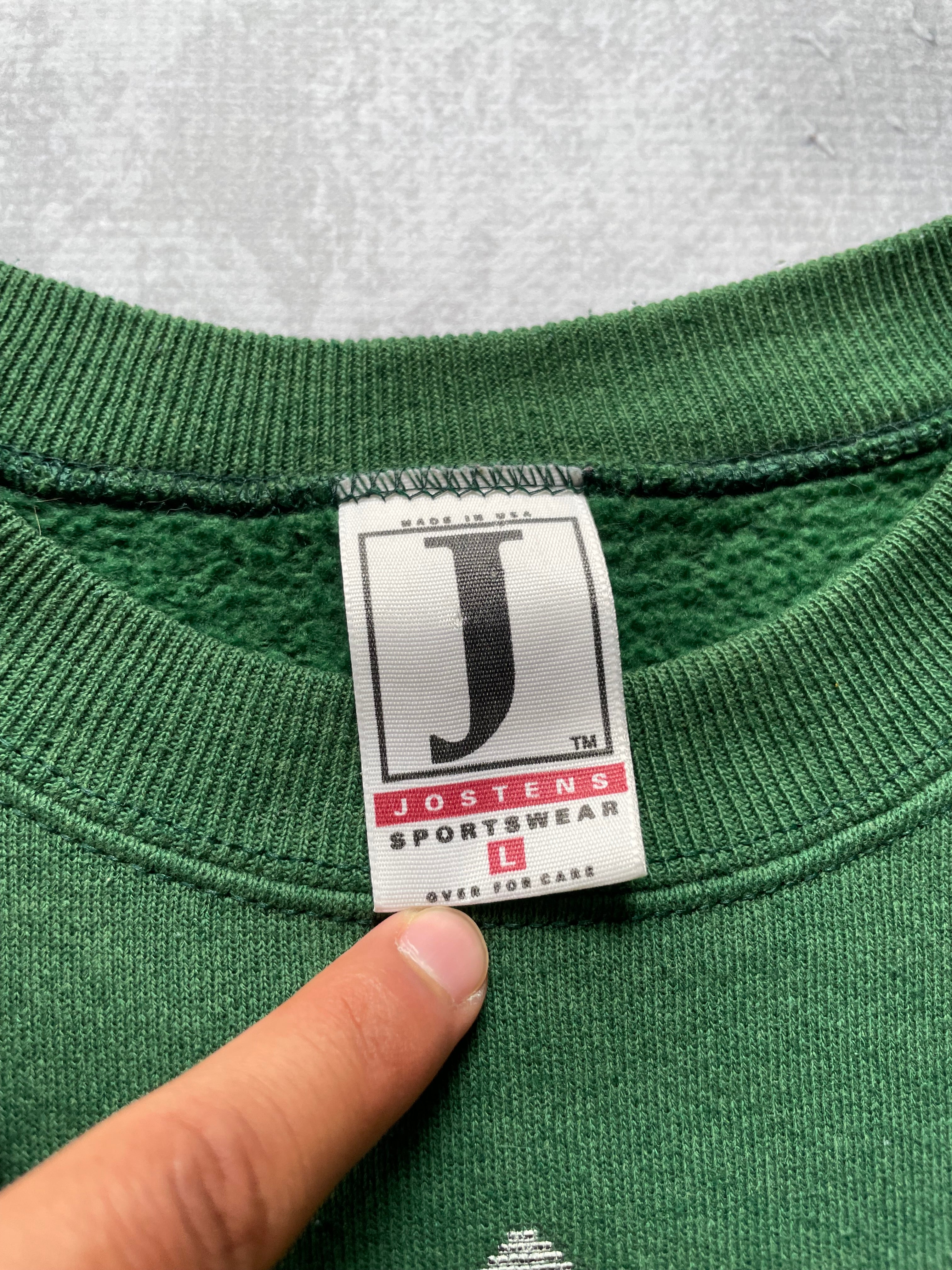 Vintage 90s Northern Minnesota Wolf Green Crewneck Sweater - L