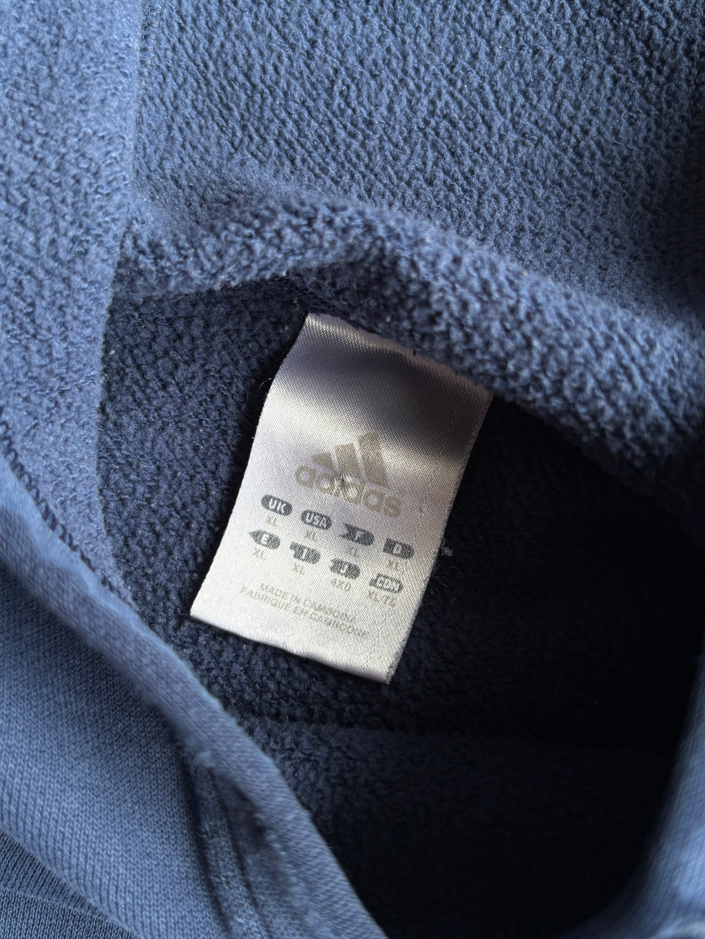 Vintage 2000s Adidas Center Logo Thrashed Navy Hoodie - XL