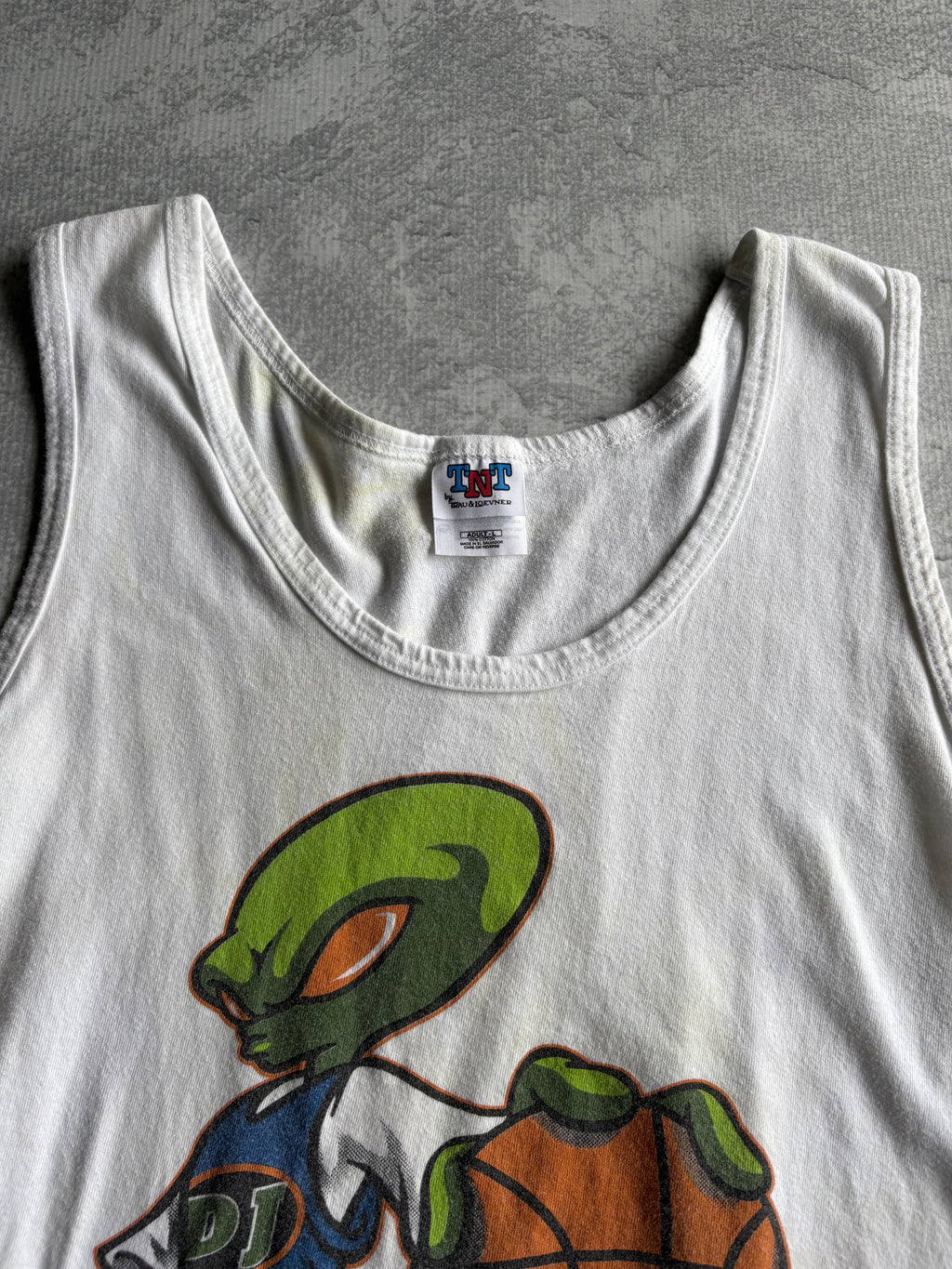 Vintage 90s Alien Basketball White Tank Top - L