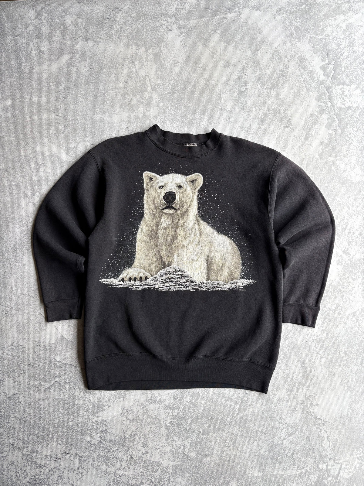 Vintage 90s Polar Bear Nature Black Crewneck Tagged - L