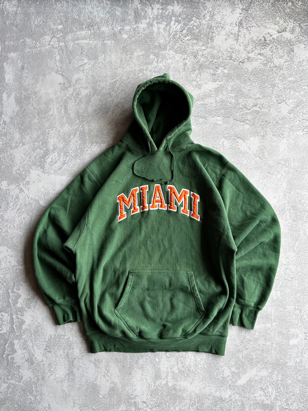 Vintage 90s Miami Hurricanes Spellout Green Hoodie - Large