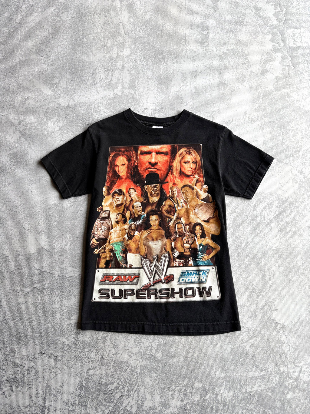 Vintage 2000s WWE RAW Smack Down Supershow Wrestling Black Tee Shirt - S