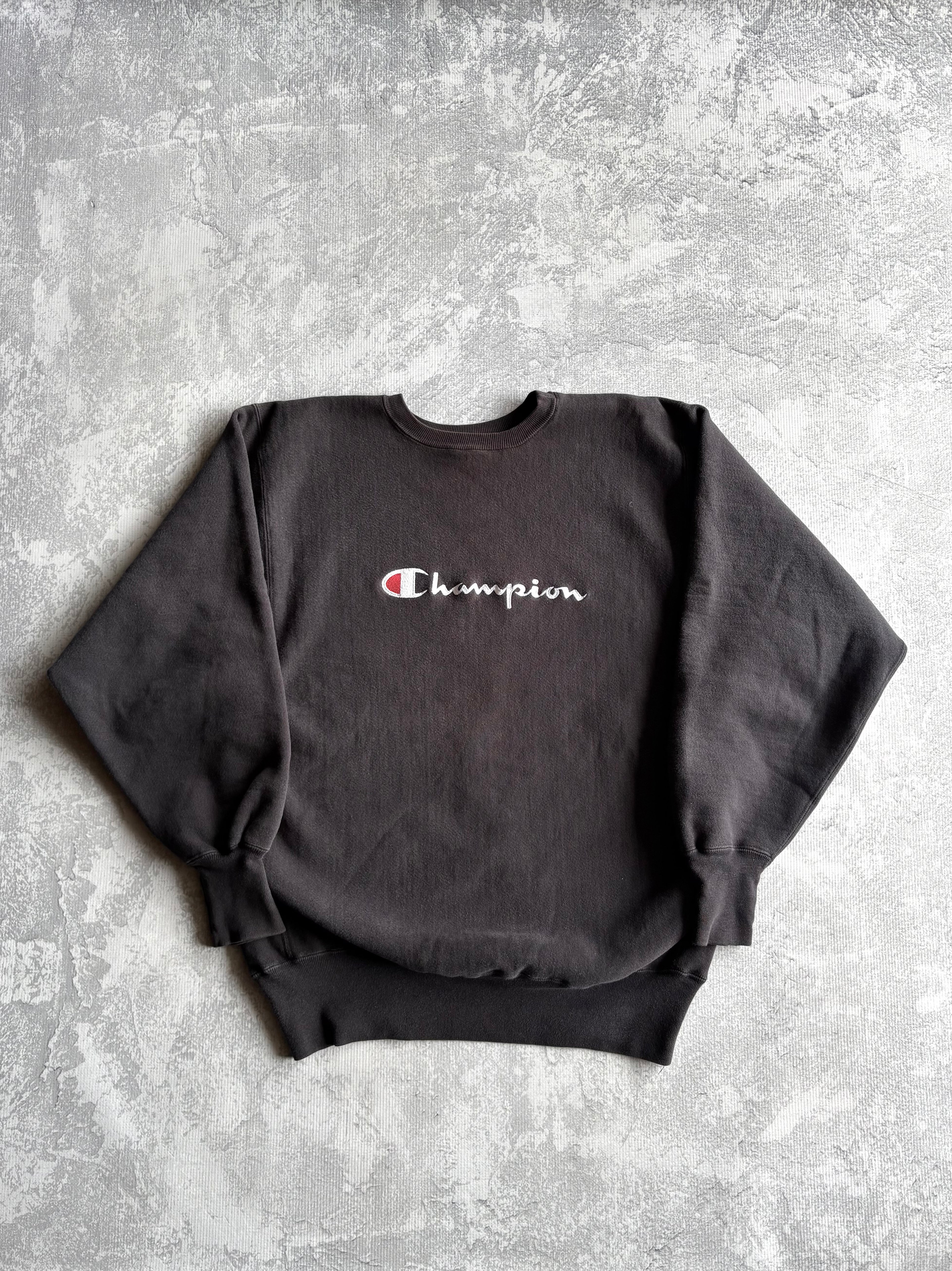 Vintage 90s Champion Reverse Weave Black Sweatshirt - 2XL