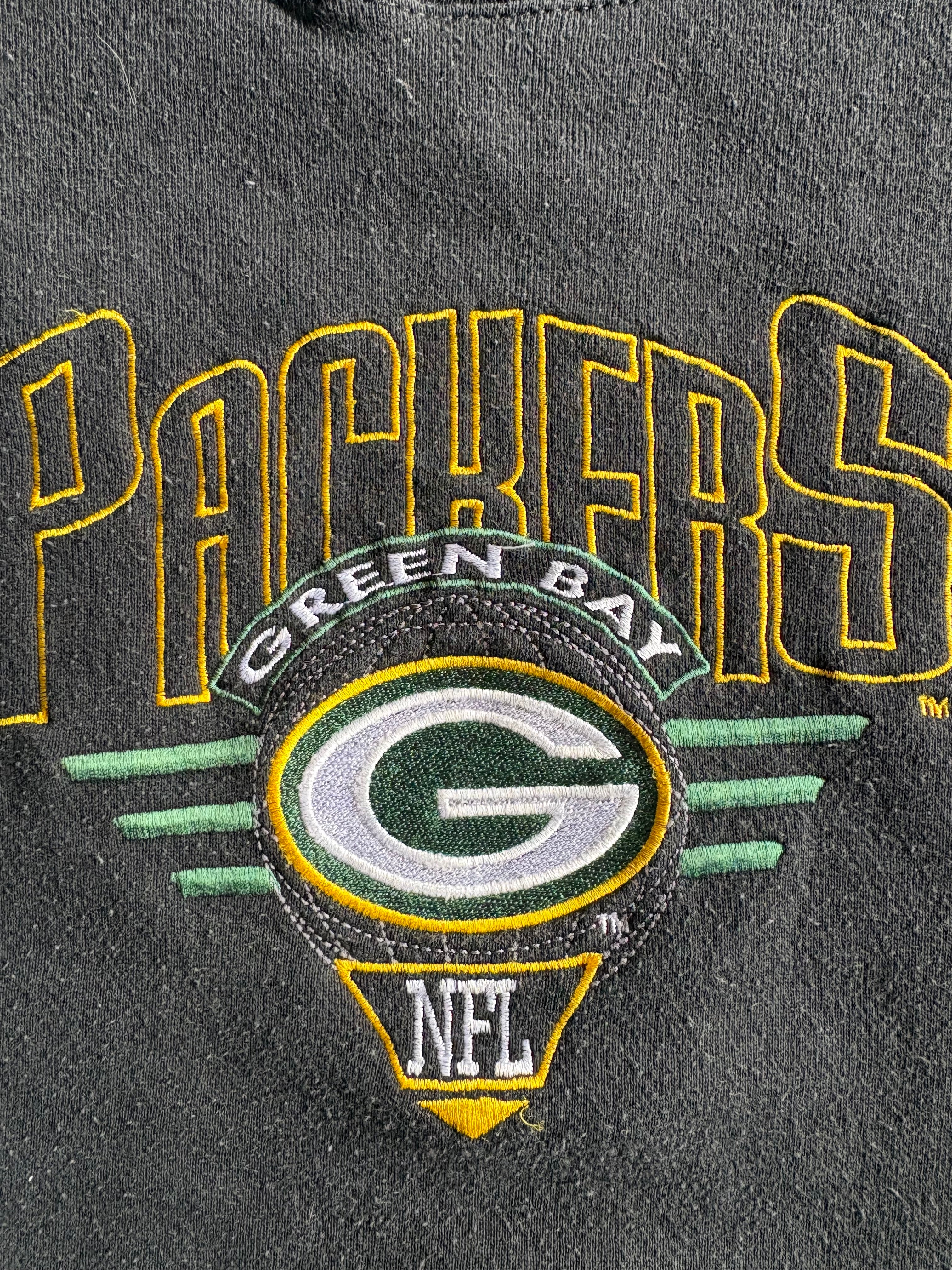 Vintage 90s Green Bay Packers Black Crewneck Sweater - L