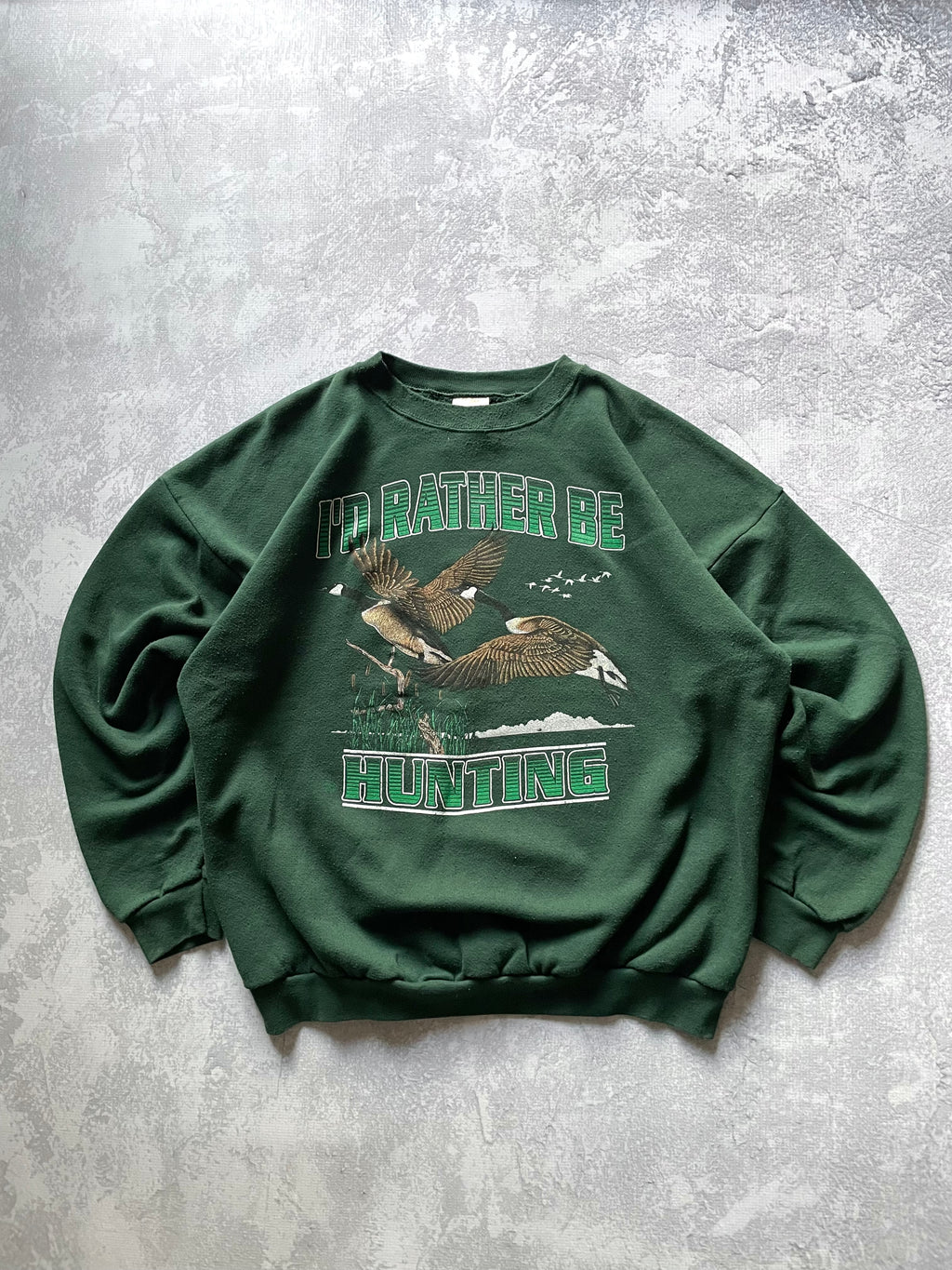 Vintage 90s I’d Rather be Hunting Green Sweater - 2XL