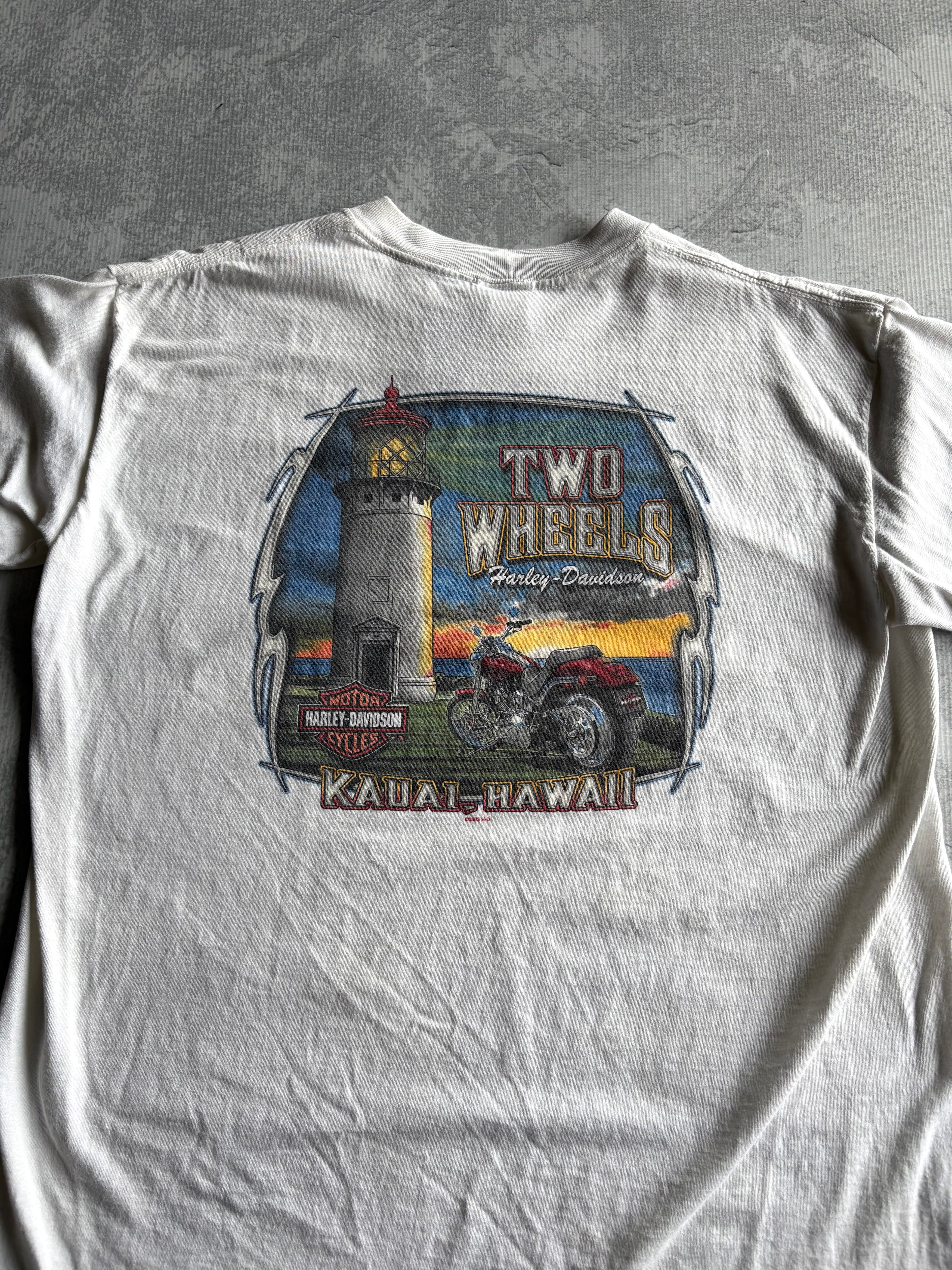 Vintage Harley Davidson Spell Out White Tee Shirt - XL