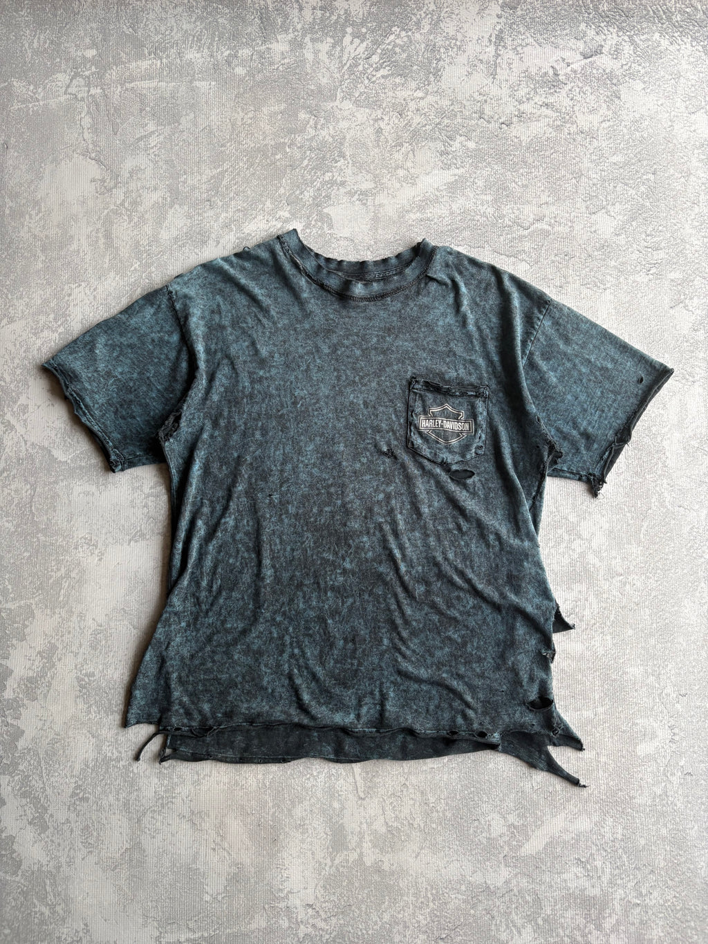 Vintage 90s Harley Davidson Alaska Tie Dye Thrashed Tee Shirt - 2XL