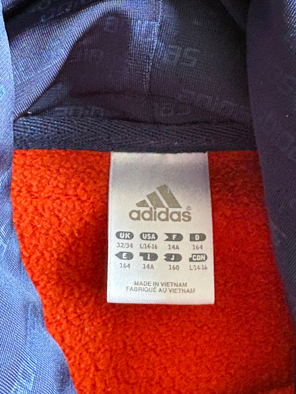 Vintage 90s Adidas Spellout Orange Hoodie - S