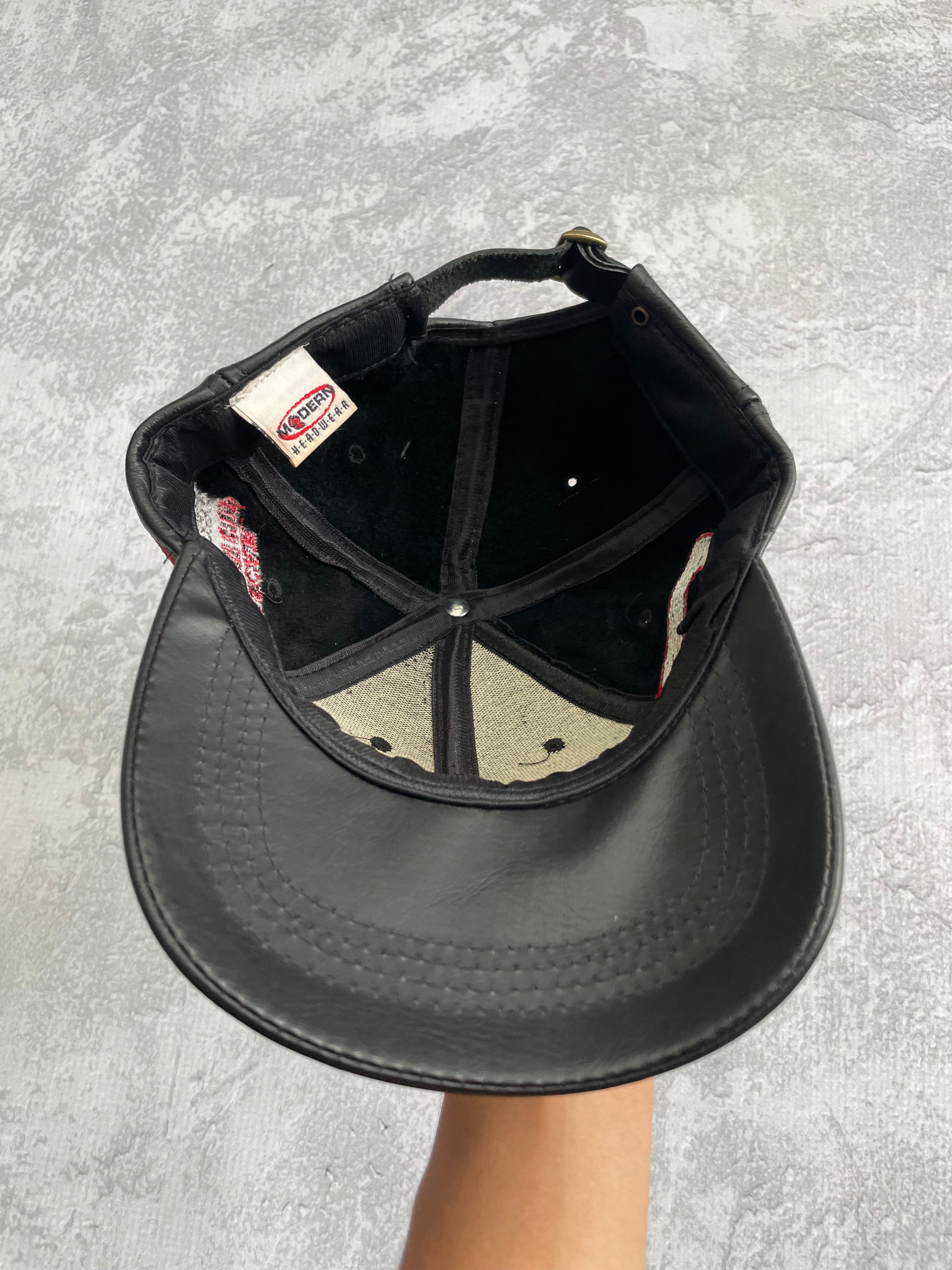 Vintage 90s NASCAR Dale Earnhardt Winston Cup Motorsport Racing Leather Hat Strapback