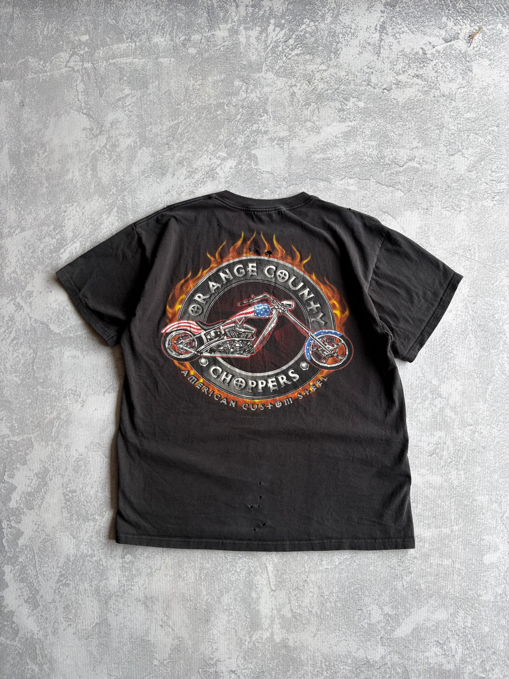 Vintage 90s Orange County Choppers Distressed Center Logo Black Tee Shirt - L