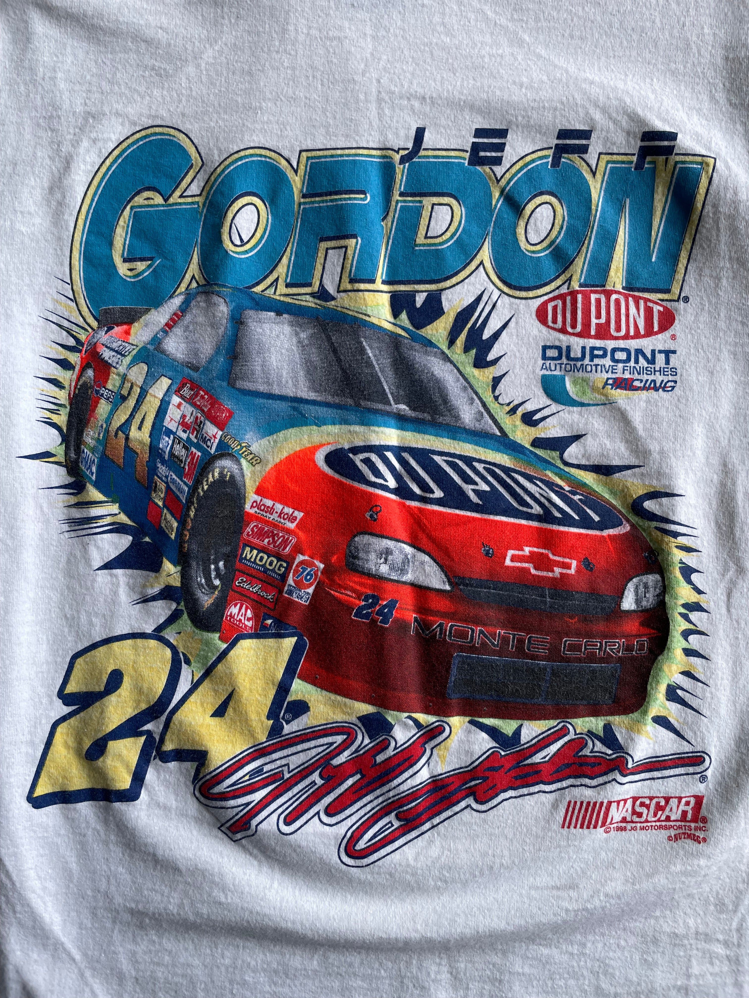 Vintage 90s Jeff Gordon NASCAR Dupont Car Racing Tee Shirt - L