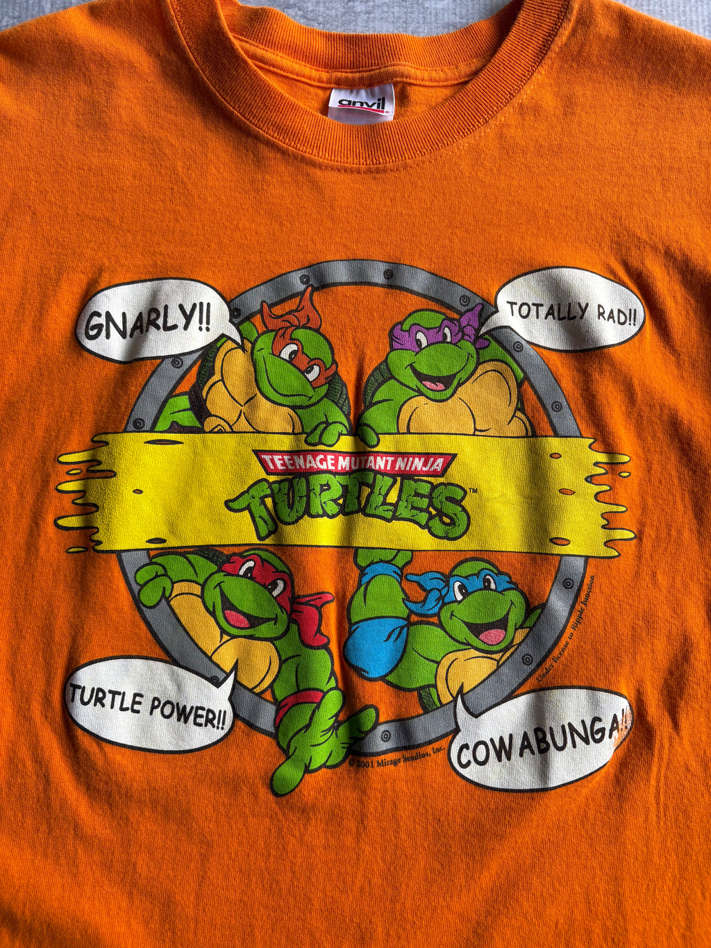 Vintage 2001 Teenage Mutant Ninja Turtles TMNT Orange Tee Shirt - L