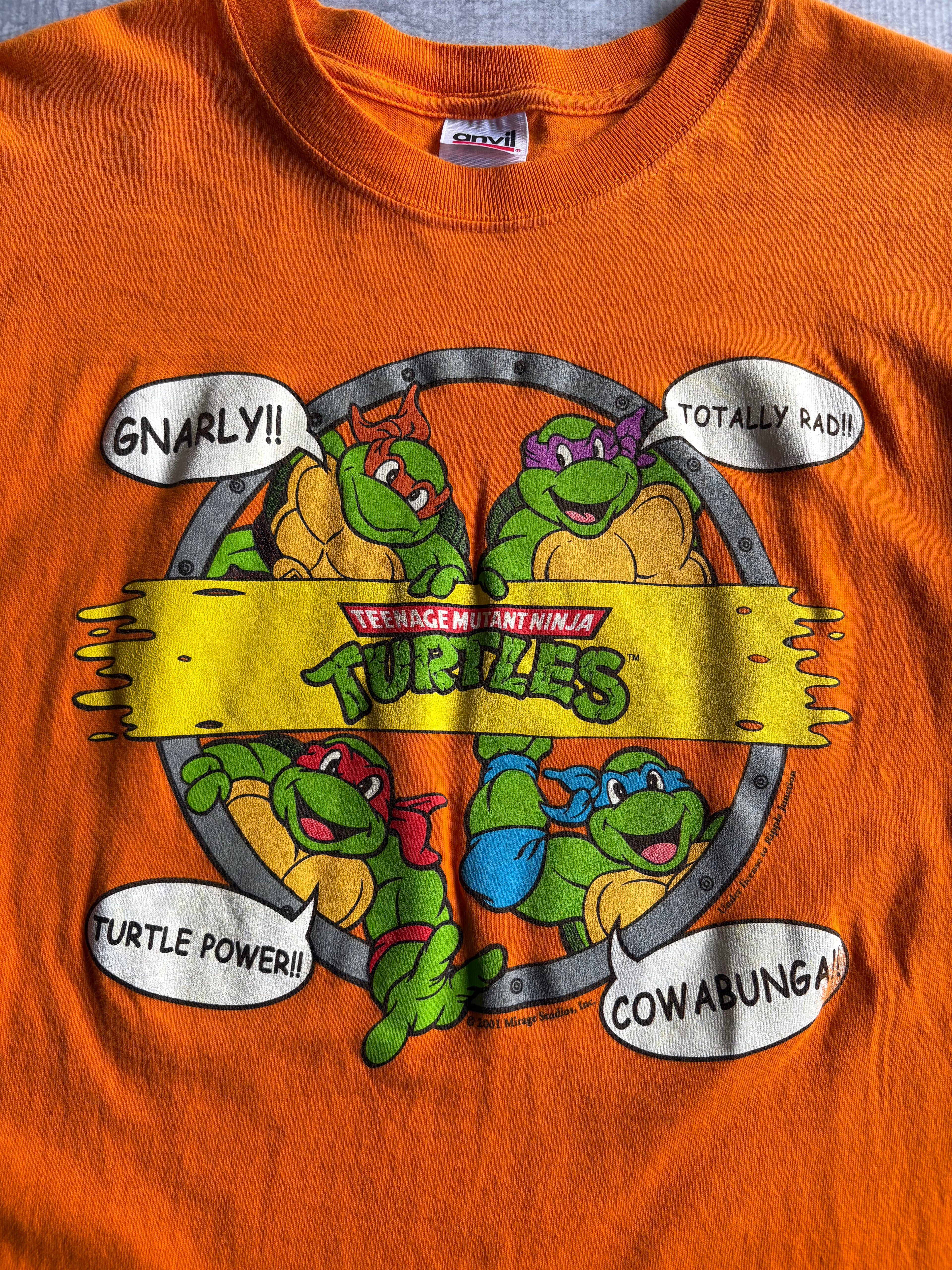 Vintage 2001 Teenage Mutant Ninja Turtles TMNT Orange Tee Shirt - L