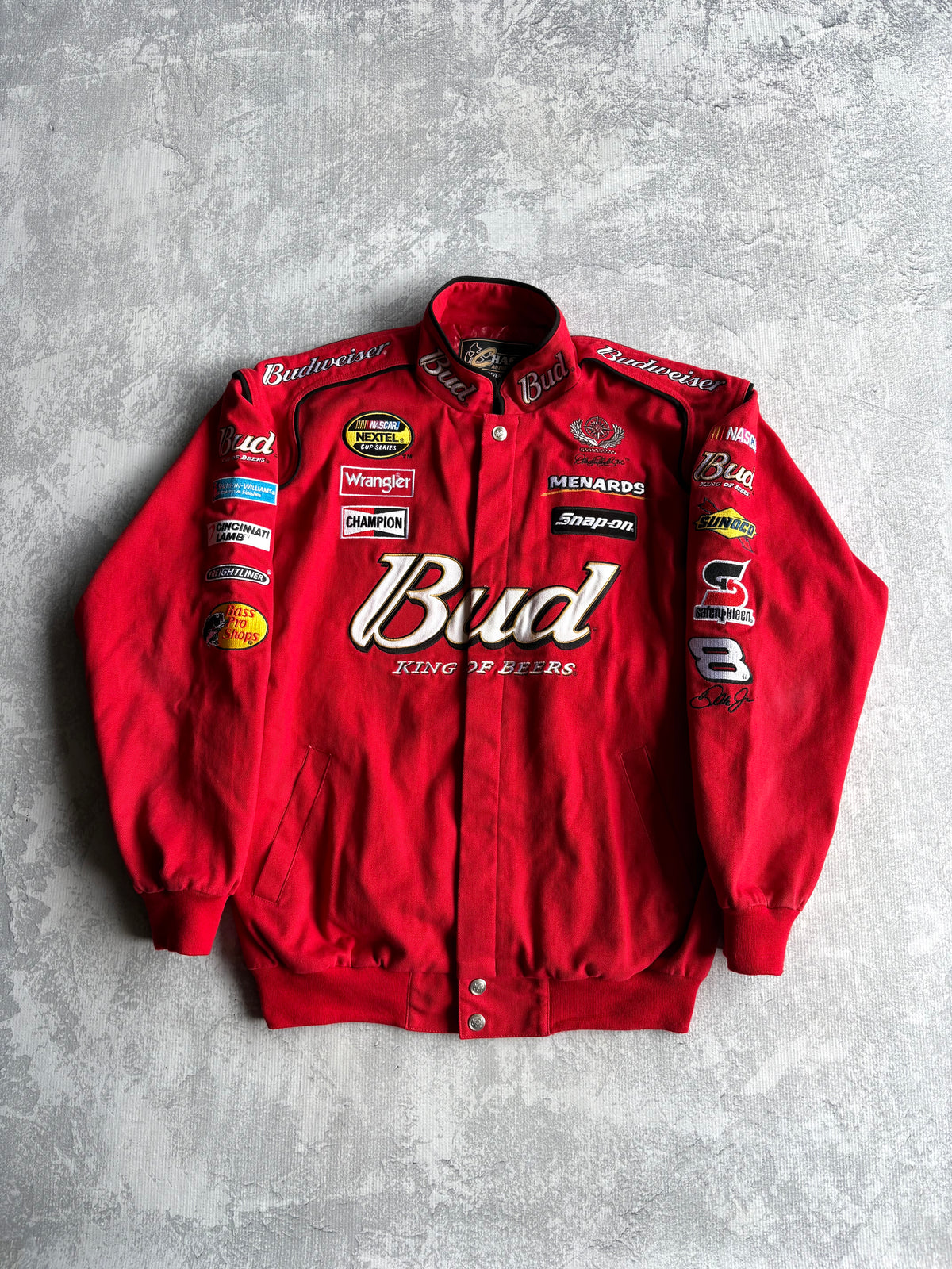 Vintage 90s Dale Earnhardt Jr NASCAR Budweiser Red Jacket - L