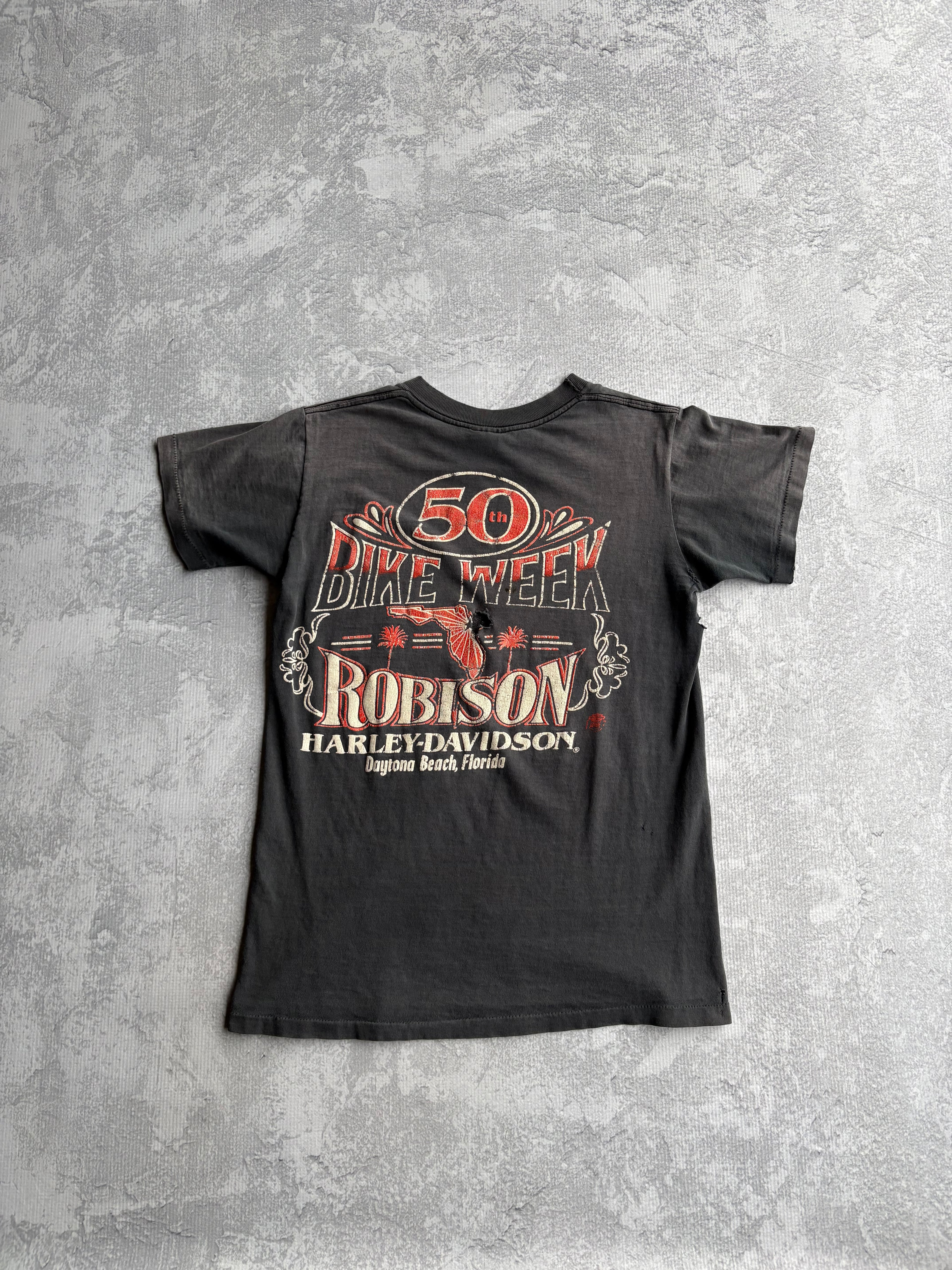 Vintage 1991 Harley Davidson Daytona Bike Week Thrashed Tee Shirt - S