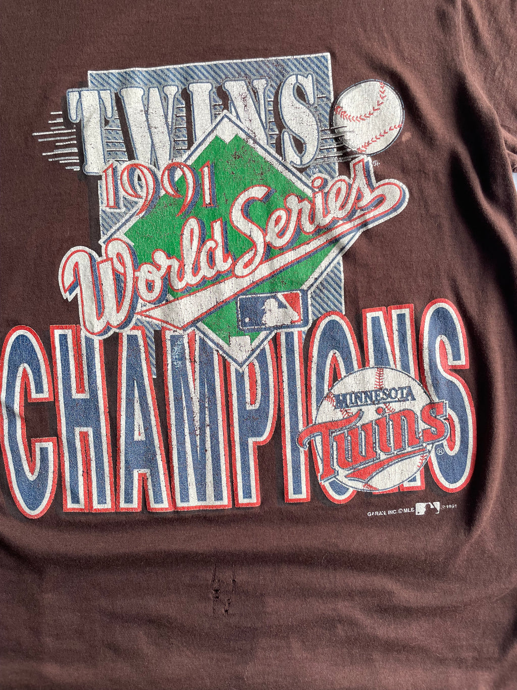 Vintage 1991 Minnesota Twins World Series Champions Tee Shirt - L