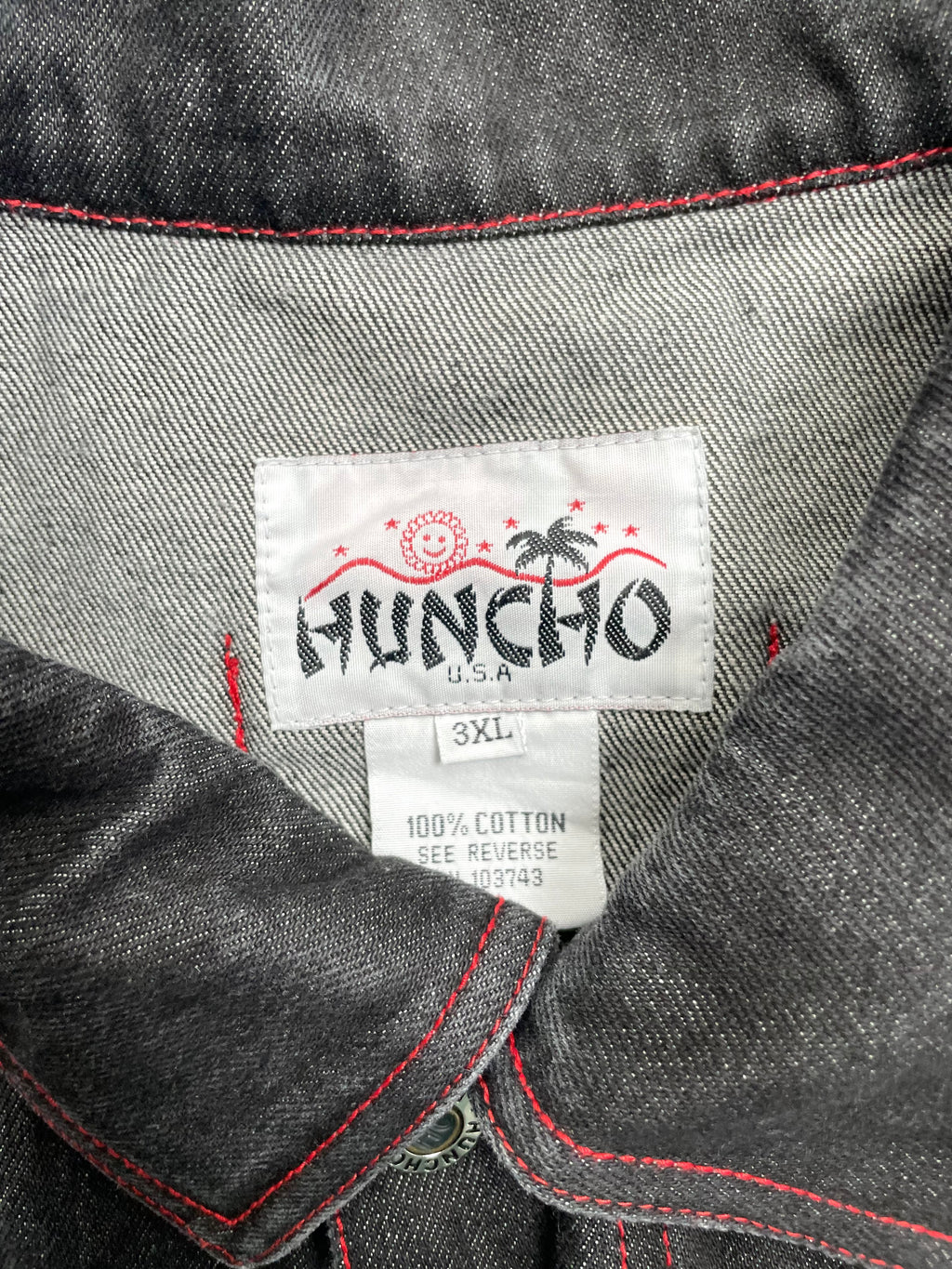 Vintage Huncho Hip Hop Embroidered Black Denim Jacket - 2XL