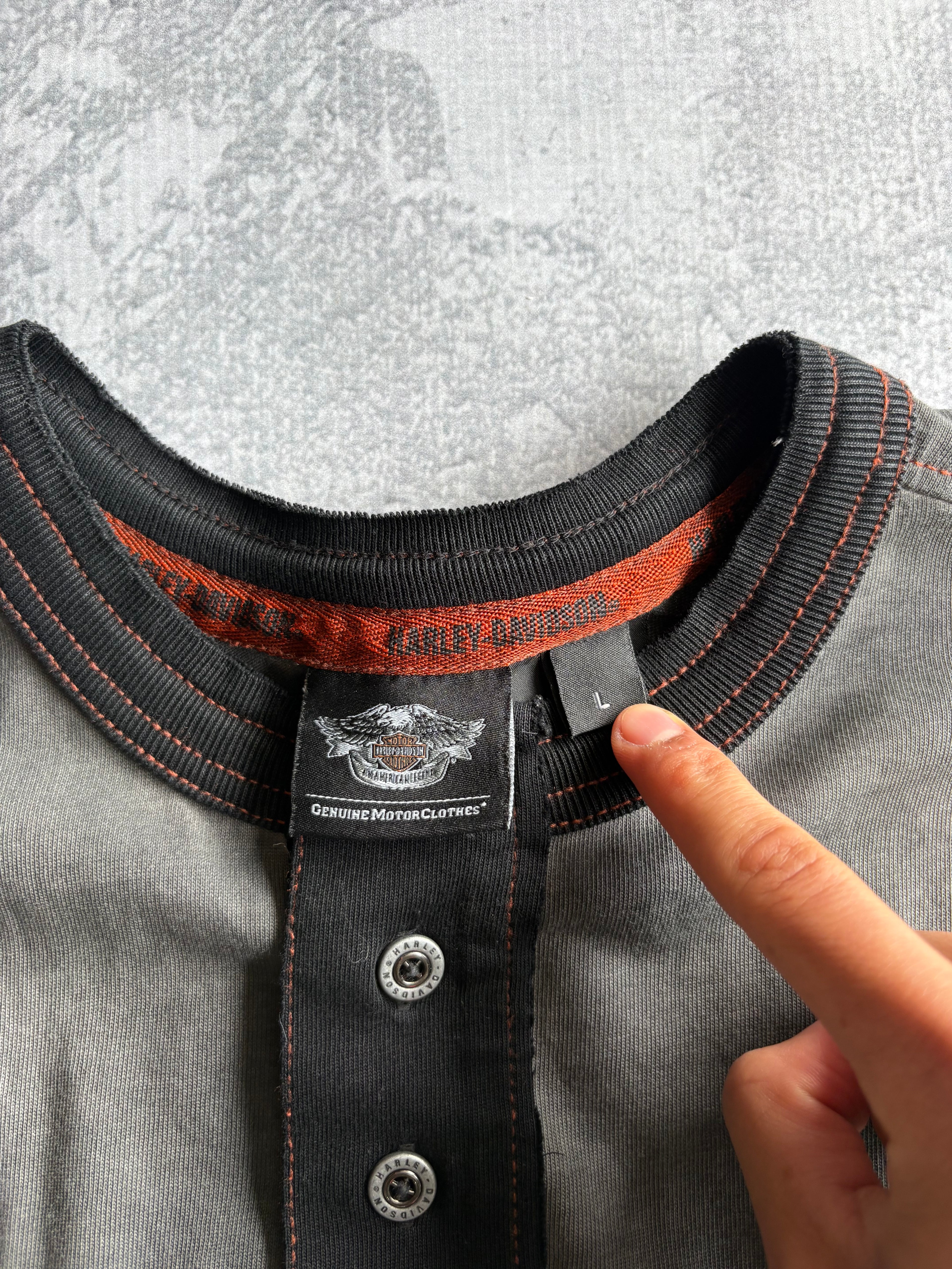 Harley Davidson Ironblock Henley Longsleeve Tee Shirt - L