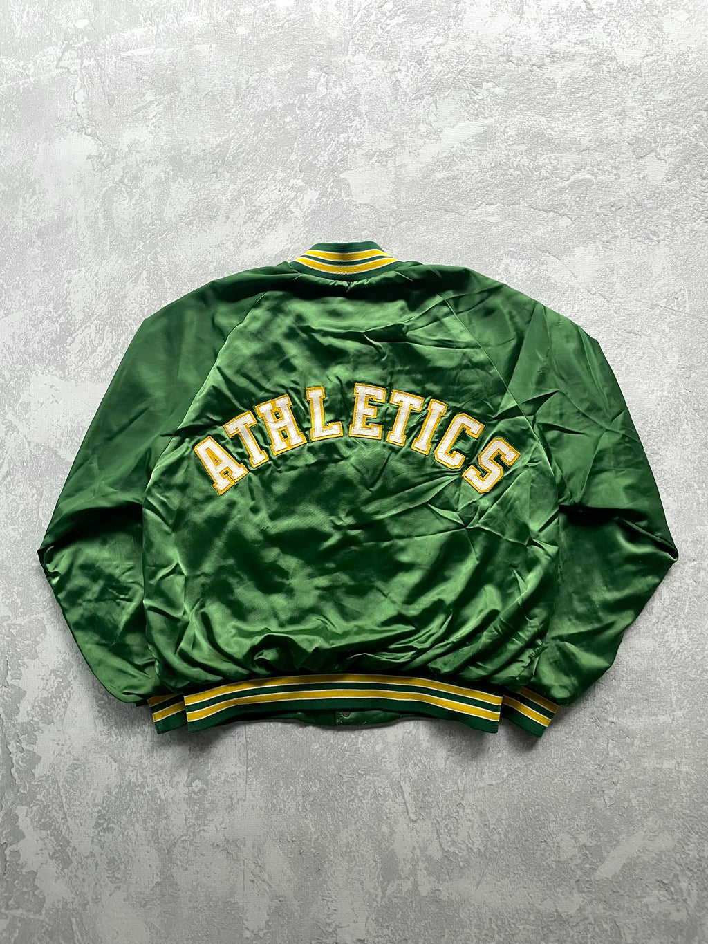 Vintage 90s MLB Chalk Line Oakland Athletics A's Satin Jacket - L