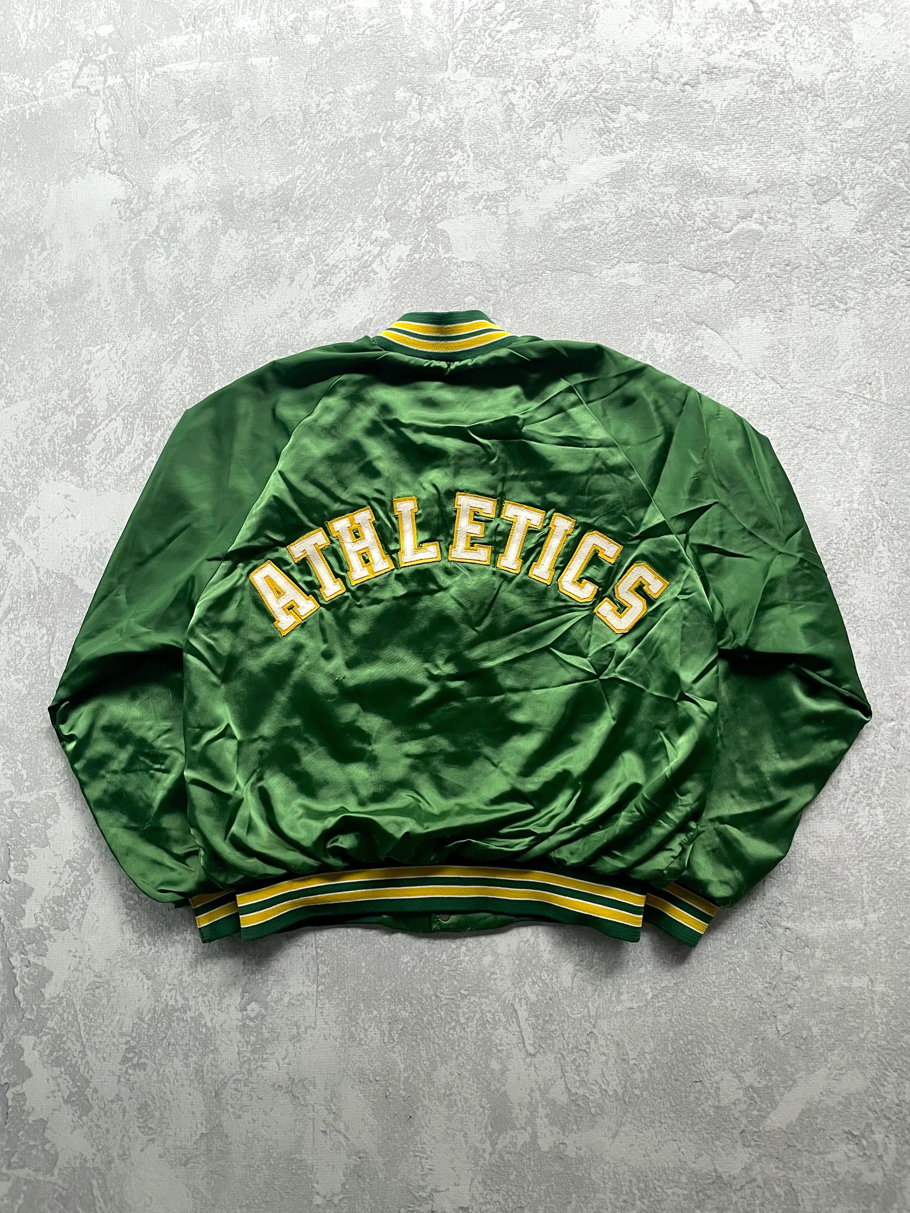 Vintage 90s MLB Chalk Line Oakland Athletics A's Satin Jacket - L