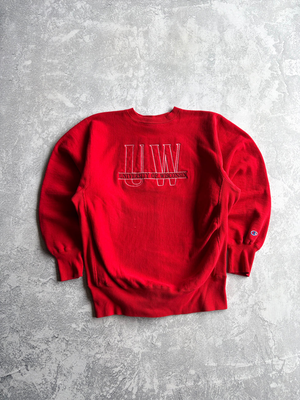 Vintage 90s Wisconsin Badgers Champion Reverse Weave Red Sweatshirt - XL