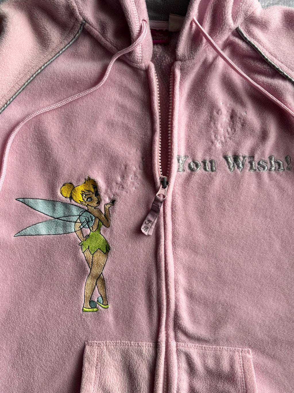 Vintage 90s Disney Tinker Bell Fleece Pink Full Zip Hoodie - S