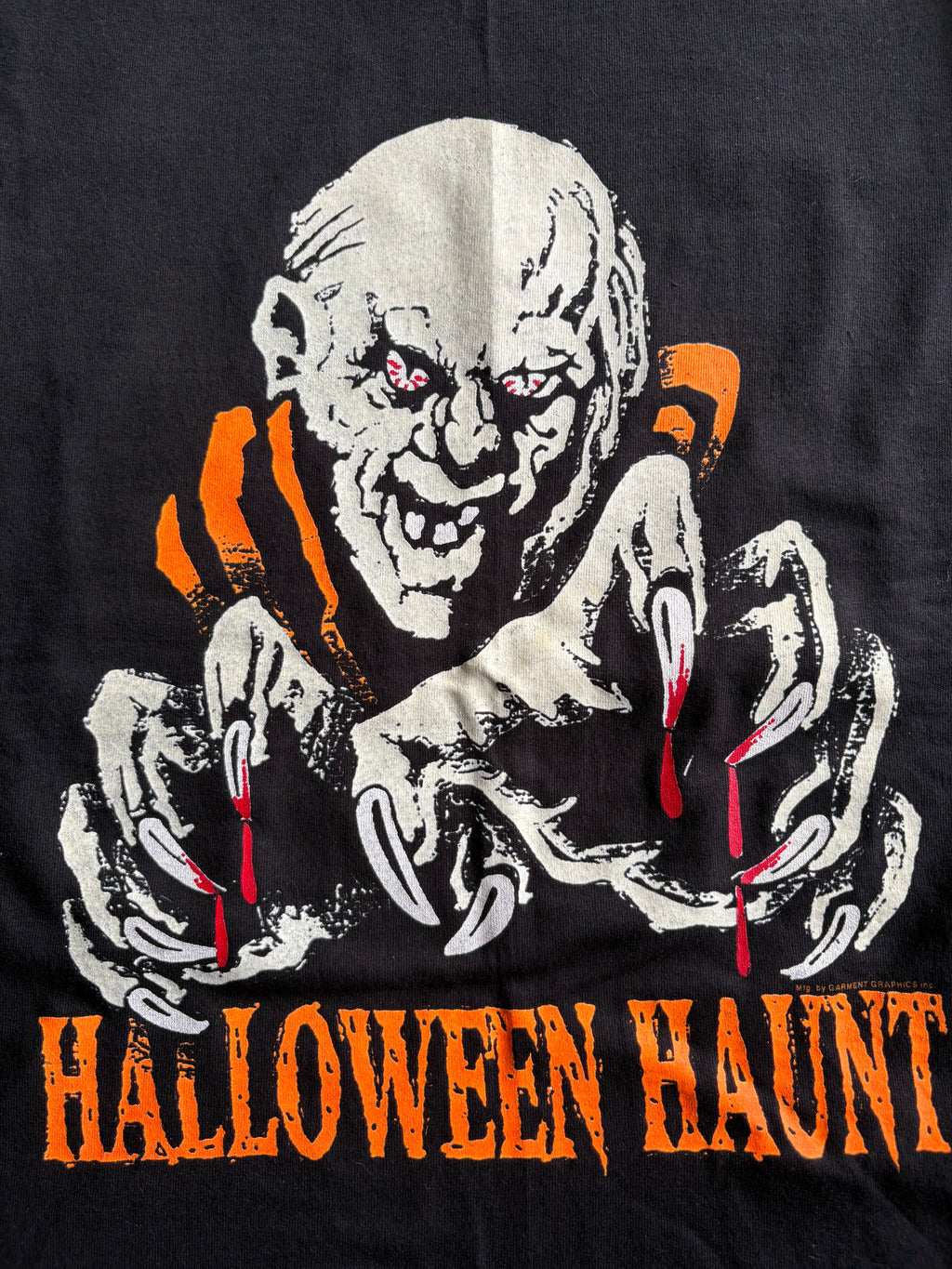 Vintage RARE 90s Halloween Haunt Glow In The Dark Horror Tee Shirt - XL