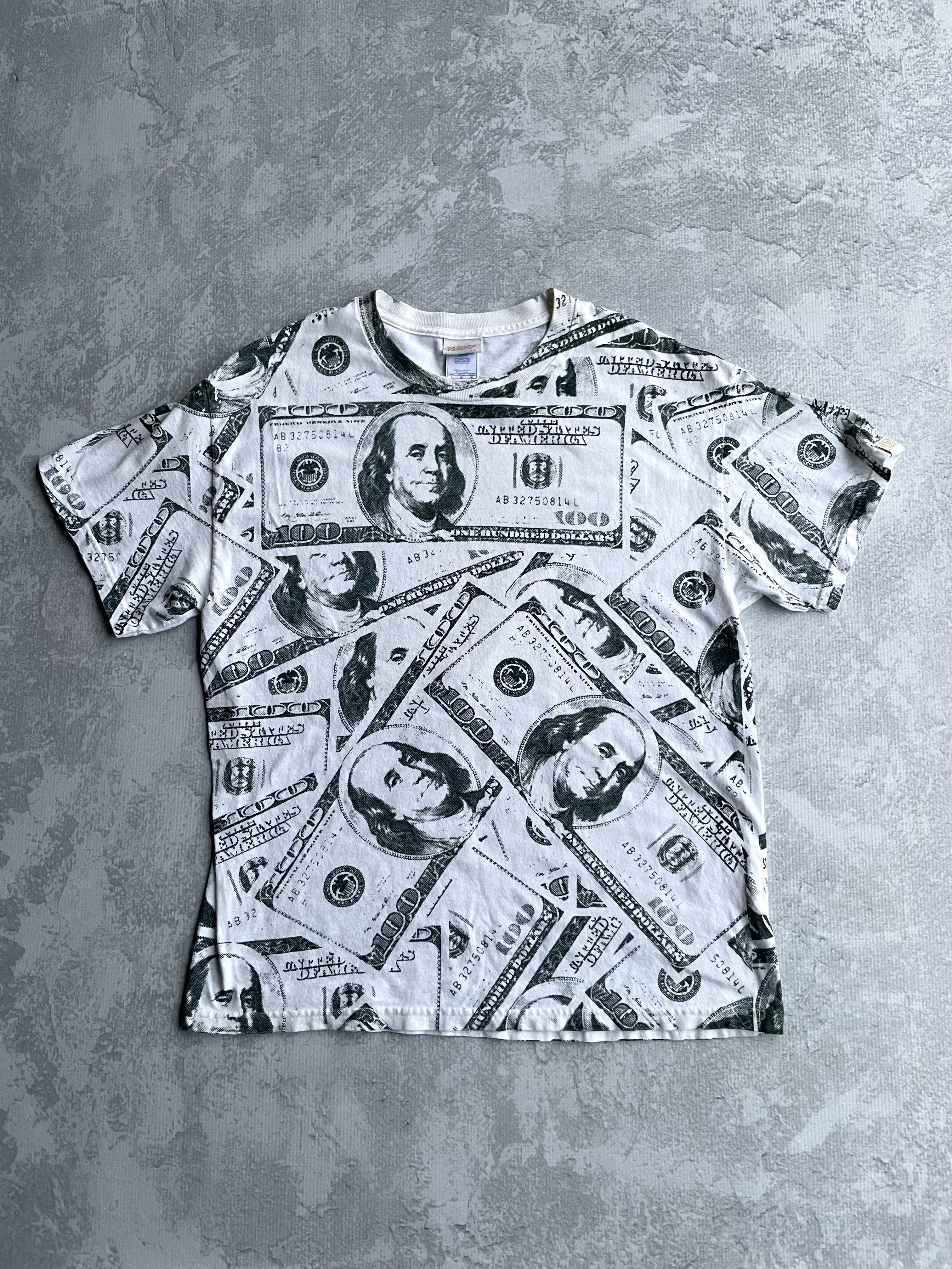Vintage 90s Cash Money All Over Print Tee Shirt - L