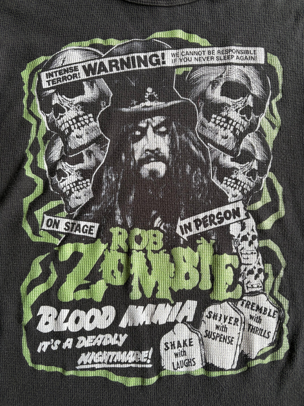 Vintage 2000s Rob Zombie Blood Mania Thermal Longsleeve Tee Shirt - XL