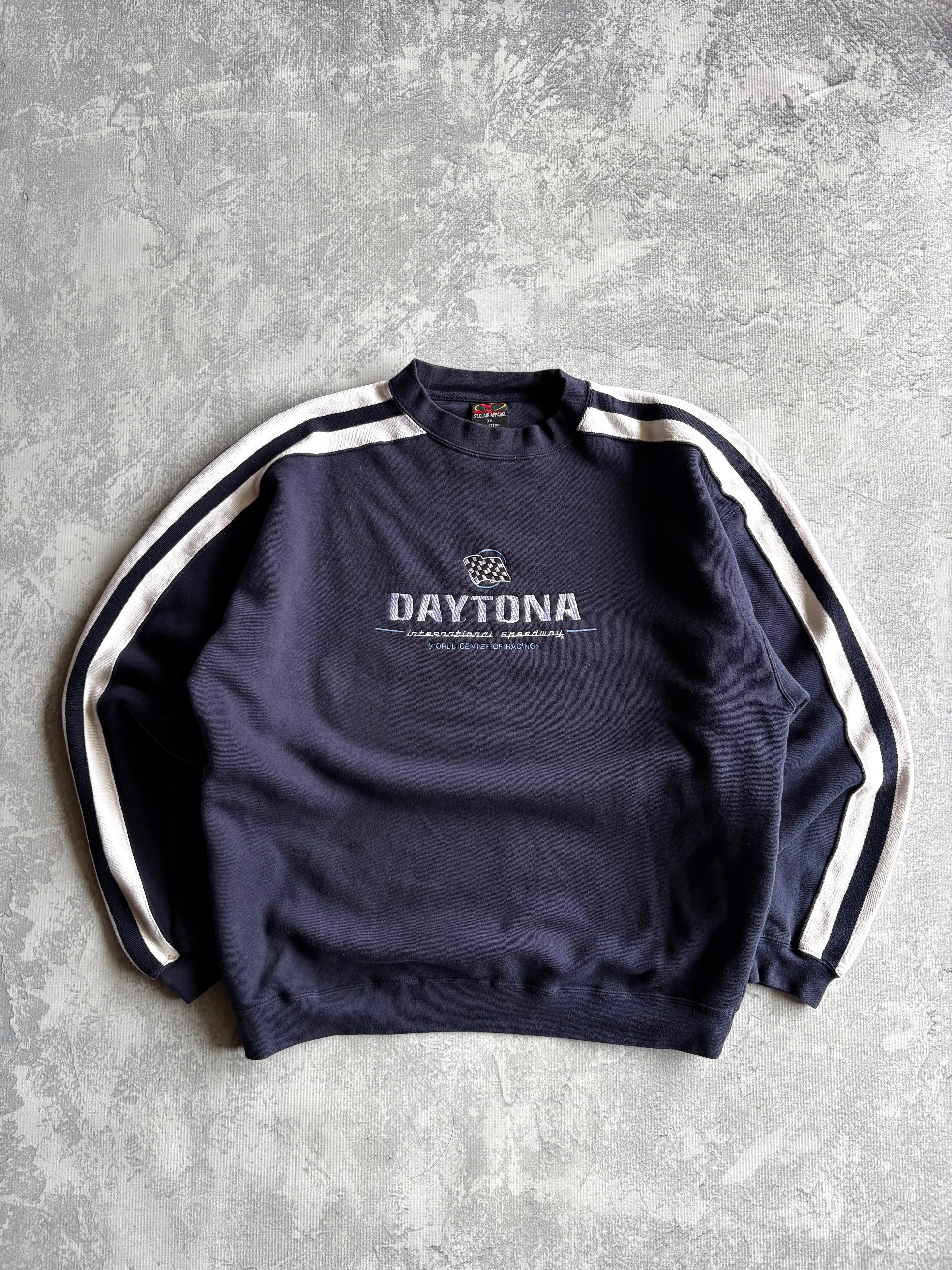 Vintage Y2K Daytona Racing Navy Crewneck Sweater -2XL