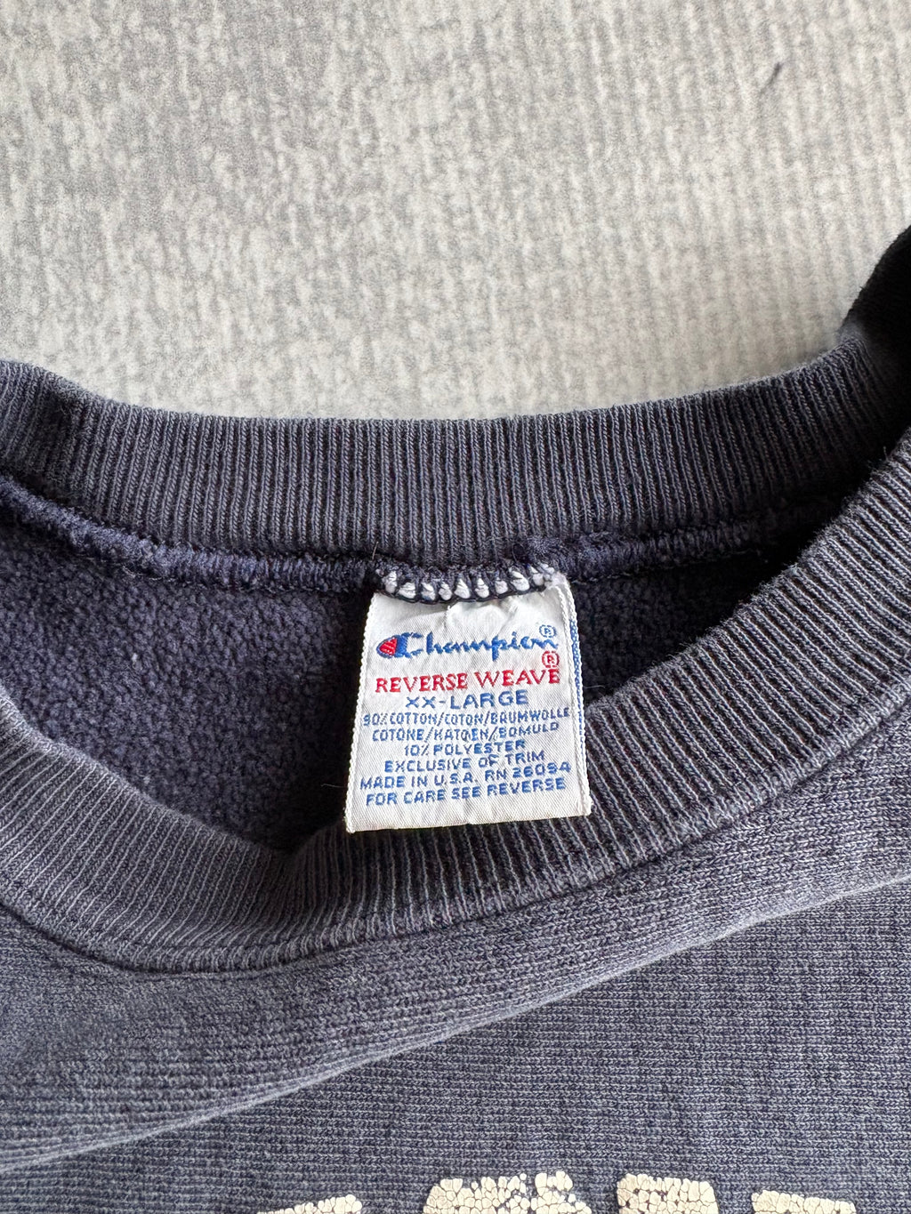 Vintage 90s Champion Wisconsin Reverse Weave Navy Sweatshirt - 2XL