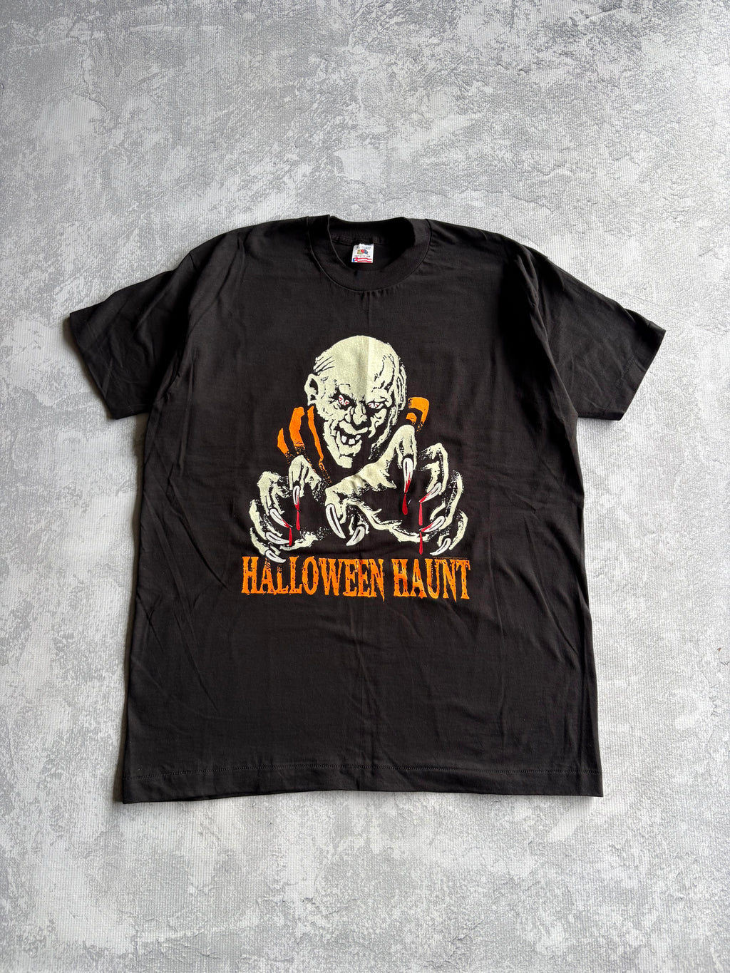 Vintage RARE 90s Halloween Haunt Glow In The Dark Horror Tee Shirt - XL