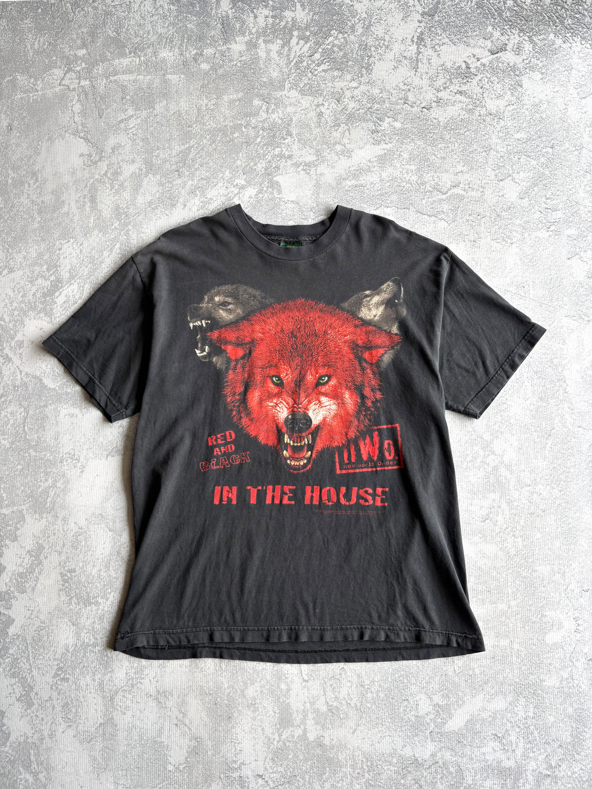 Vintage 1998 WCW NWO Wolfpac Big Print Tee Shirt - XL