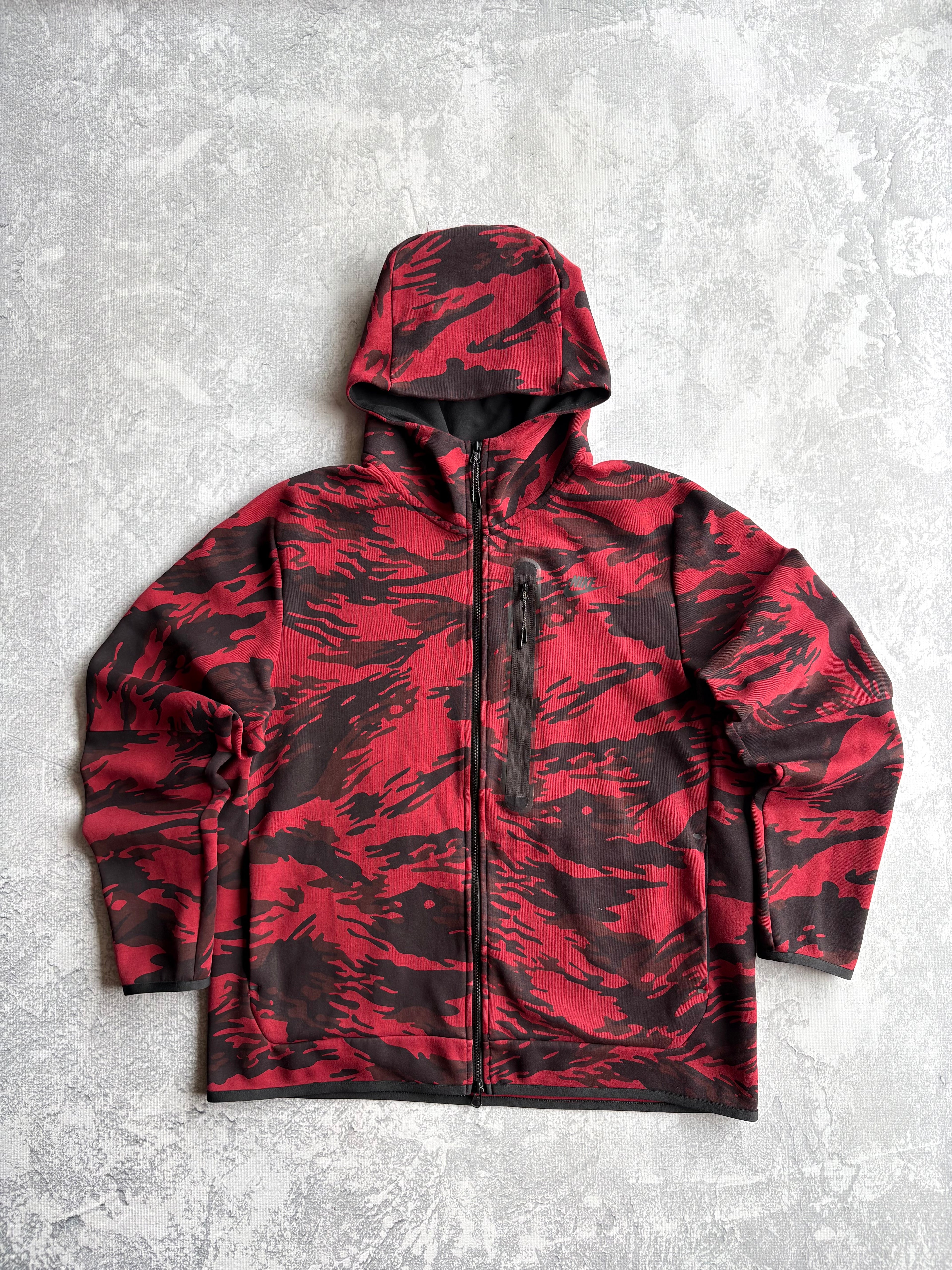 Nike Tech Fleece Red Camo Zip Up Hoodie - XL