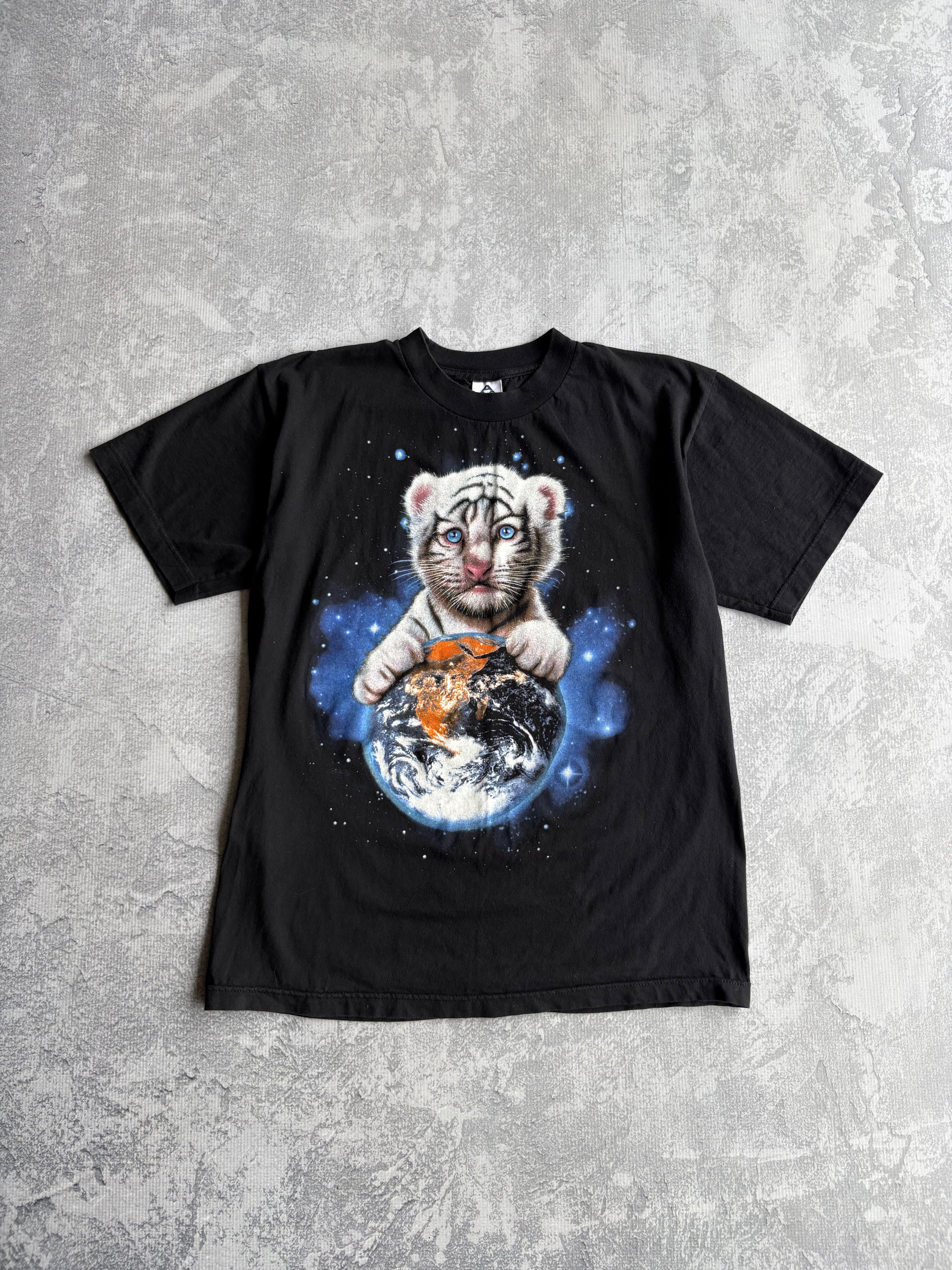 Vintage 90s White Tiger Cub Earth Black Tee Shirt - L