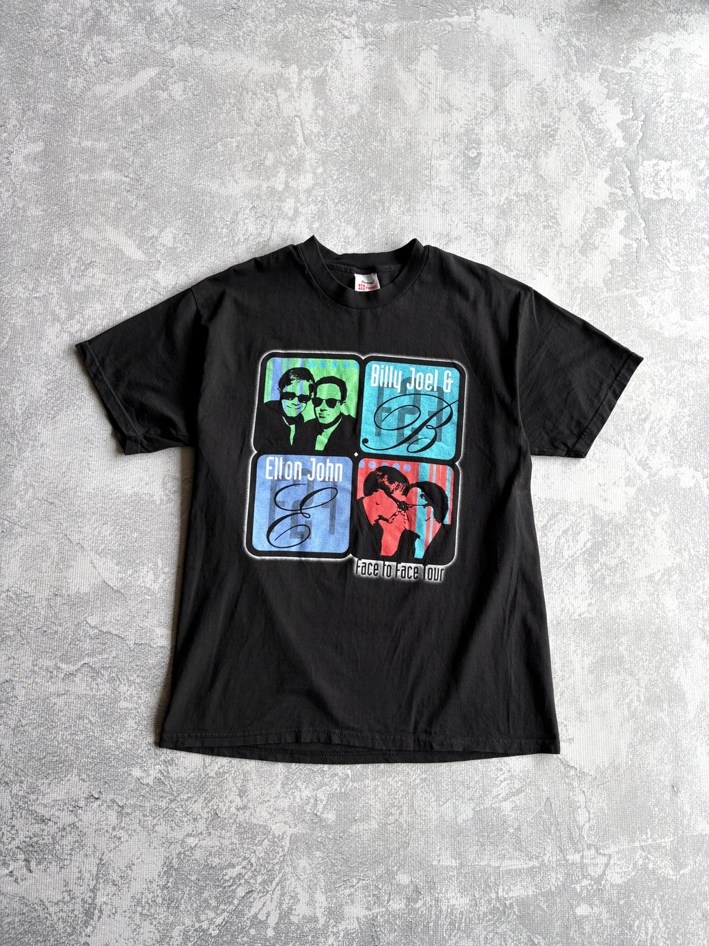 2001 Billy Joel Elton John Black Tour Tee Shirt - L