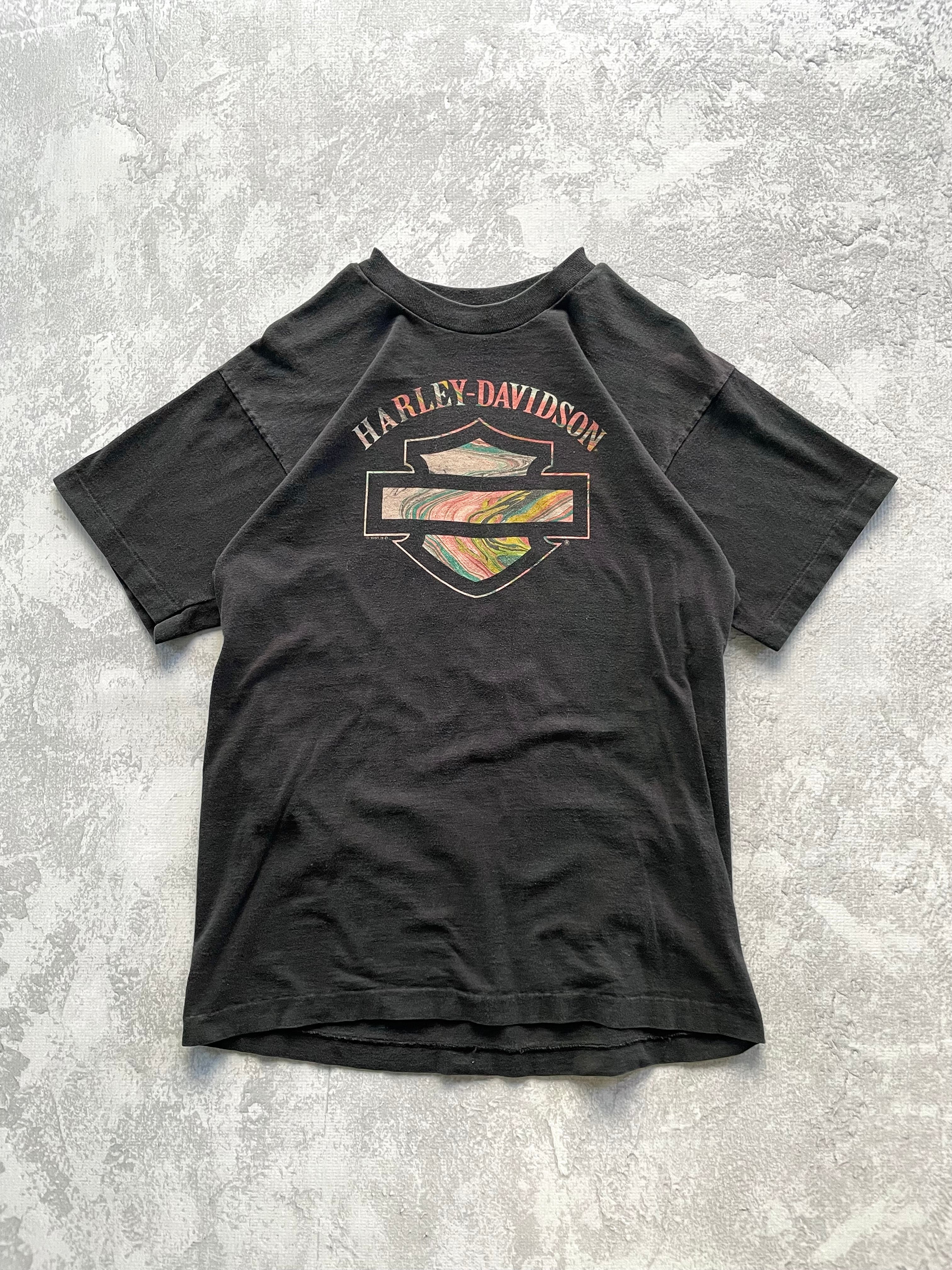 Vintage 1995 Harley Davidson Marble Logo Tee Shirt - L