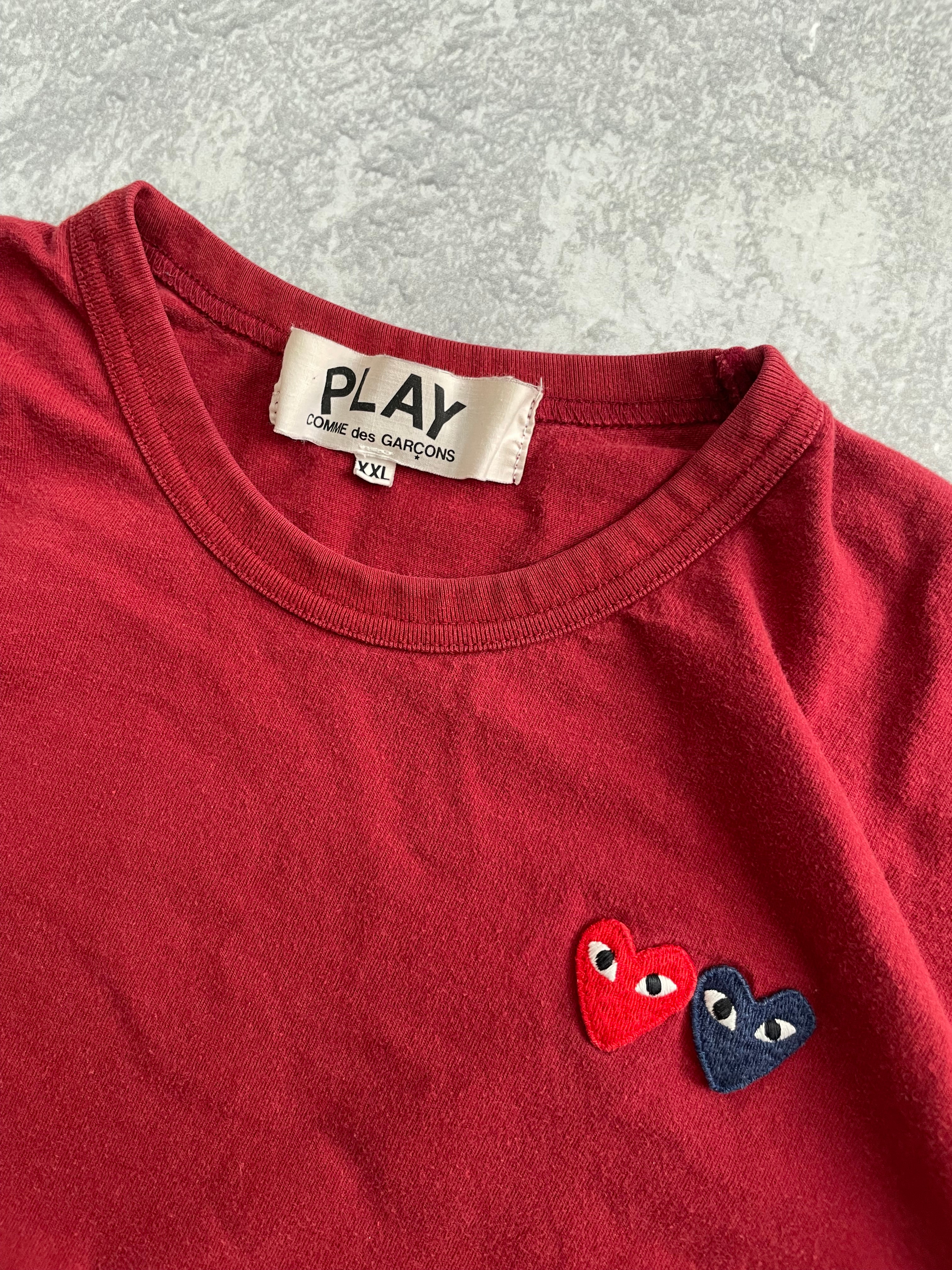 Comme des Garçons Double Heart Red Tee - XL