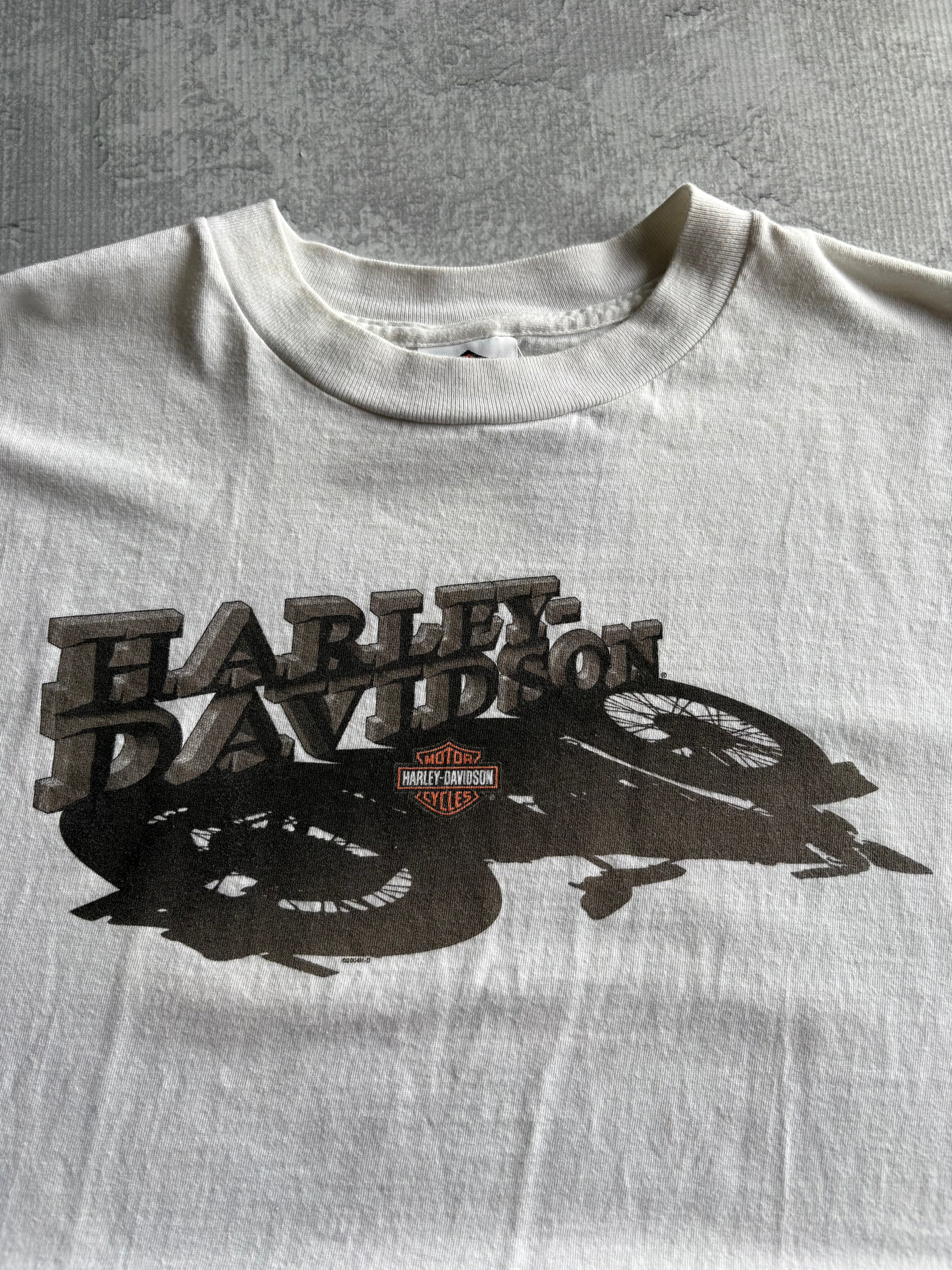 Vintage Harley Davidson Spell Out White Tee Shirt - XL