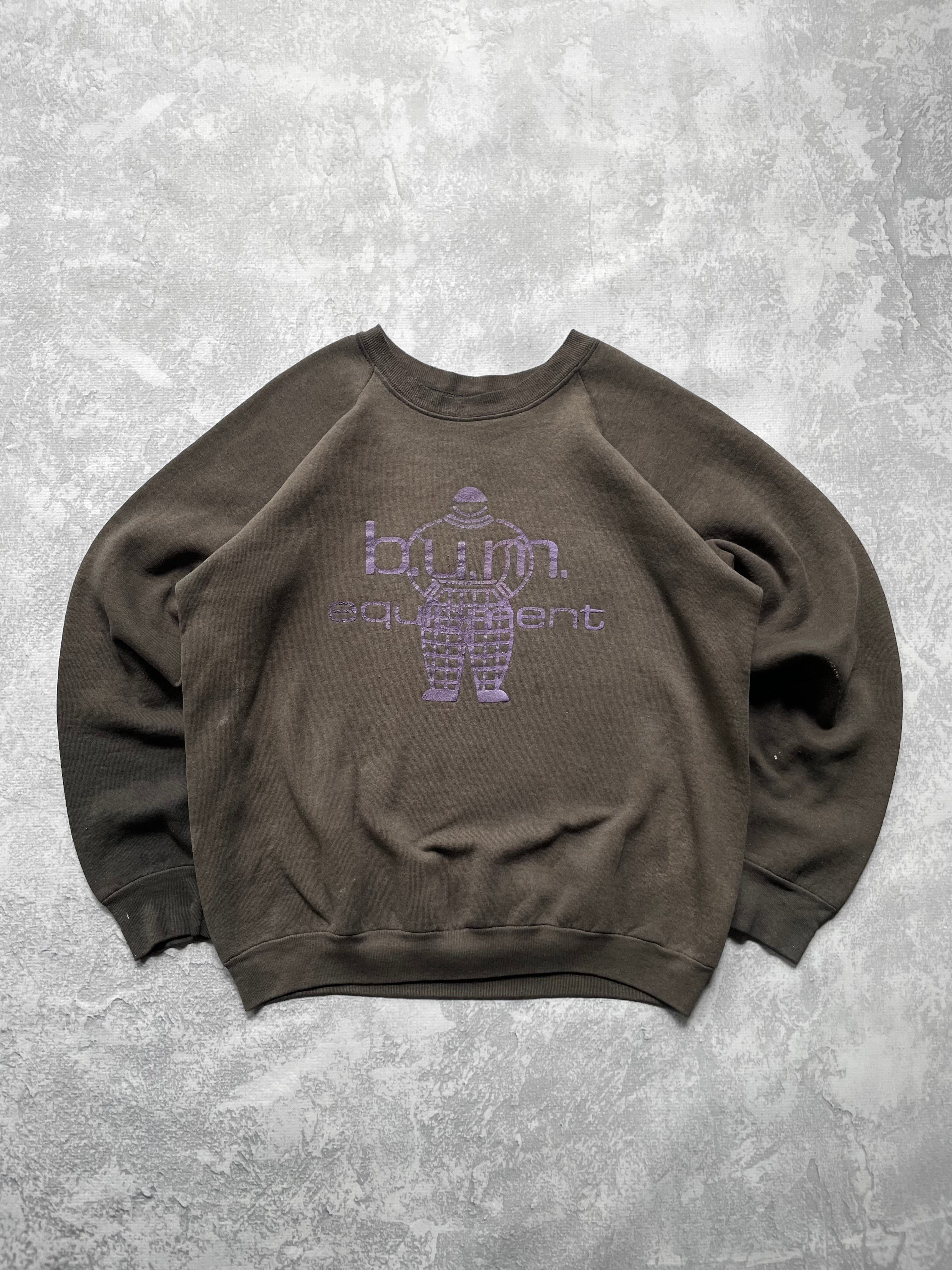 Vintage 90s BUM Equipment Logo Faded Black Sweatshirt - XL